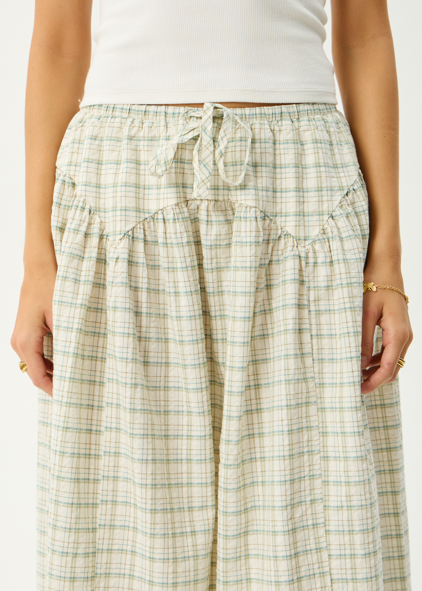 AFENDS Womens Legacy - Check Midi Skirt - Boa Check