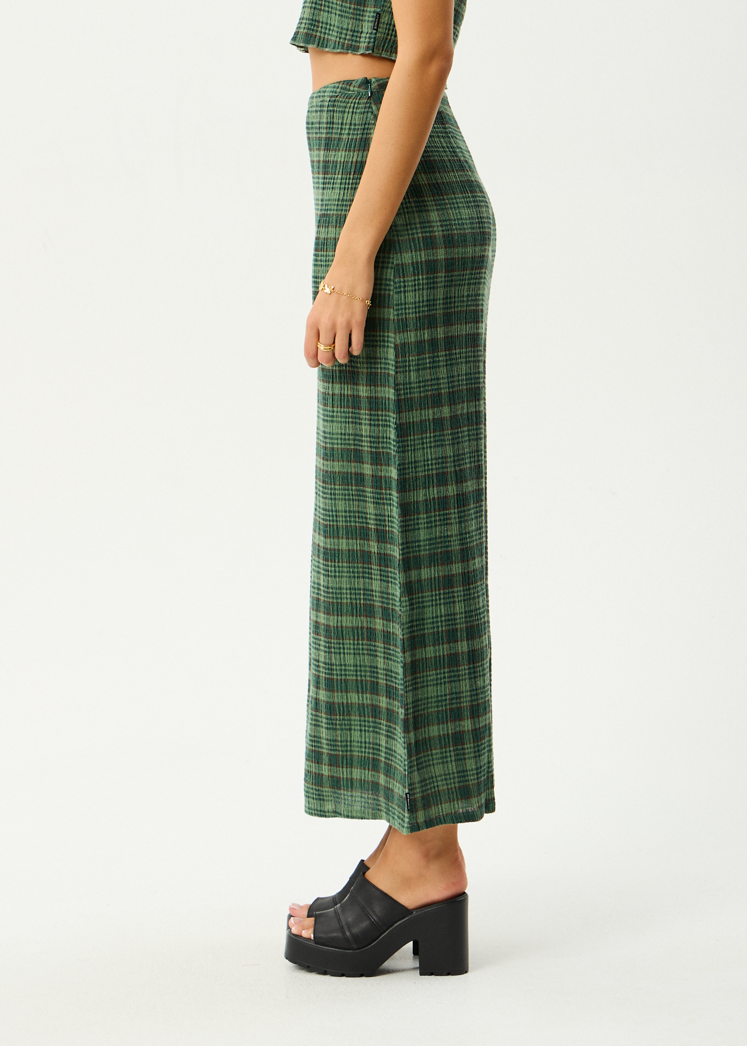 AFENDS Womens Lonnie - Seersucker Maxi Skirt - Hunter Green