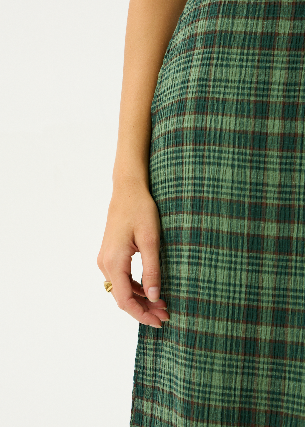 AFENDS Womens Lonnie - Seersucker Maxi Skirt - Hunter Green