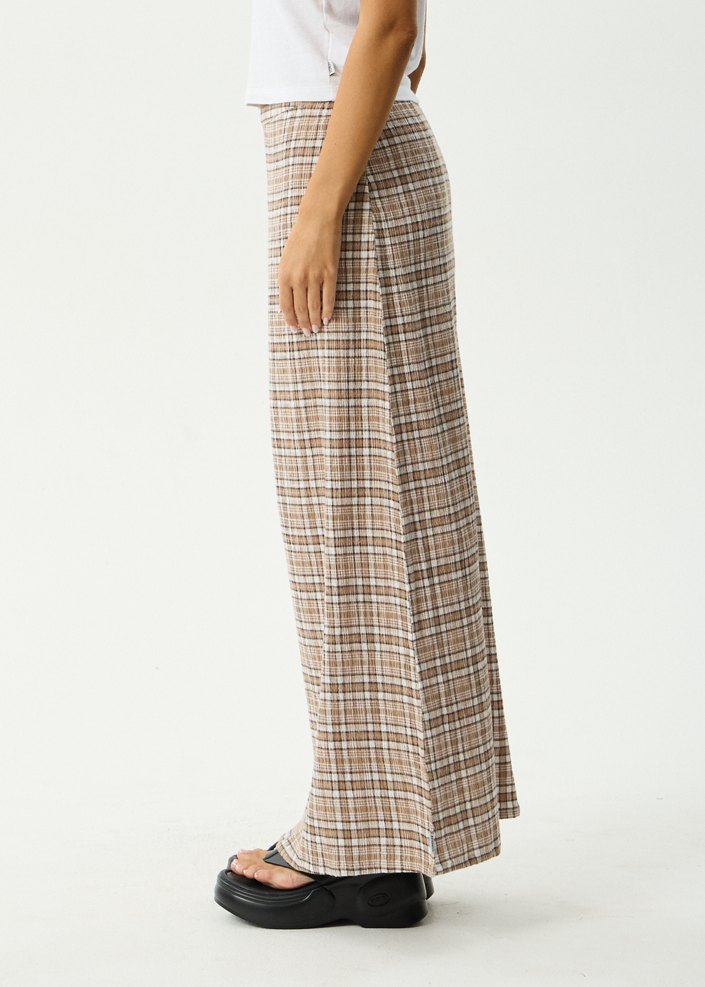 AFENDS Womens Flight - Seersucker Maxi Skirt - Chai Check