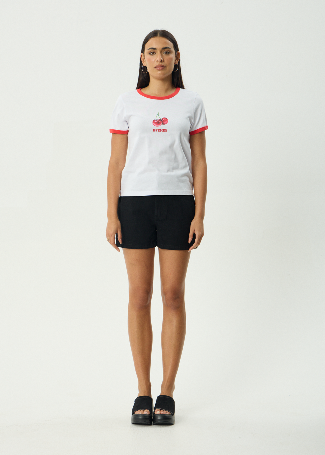 AFENDS Womens Abiza - Ringer Tee - White