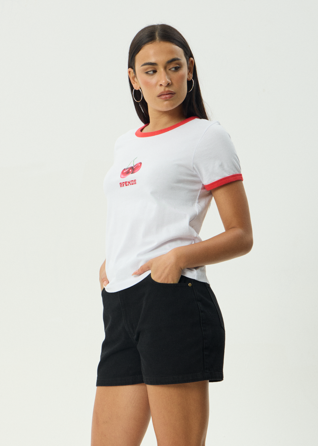 AFENDS Womens Abiza - Ringer Tee - White