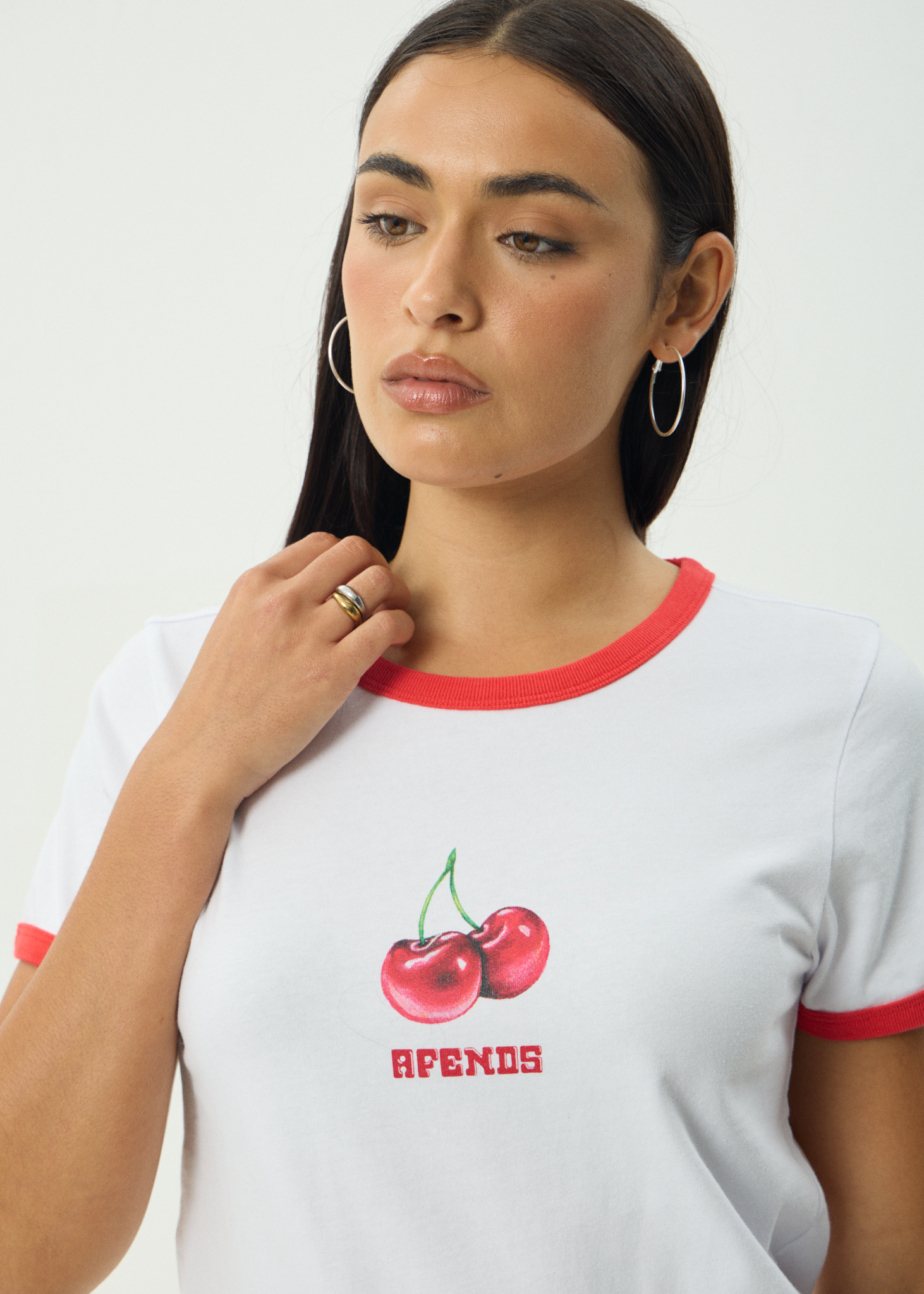AFENDS Womens Abiza - Ringer Tee - White