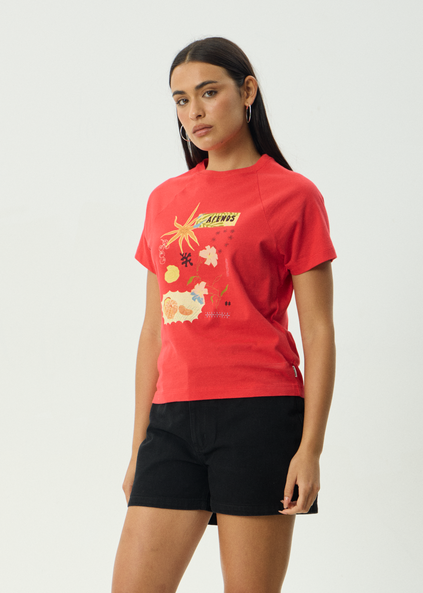 AFENDS Womens Amalfi - Raglan Tee - Tomato