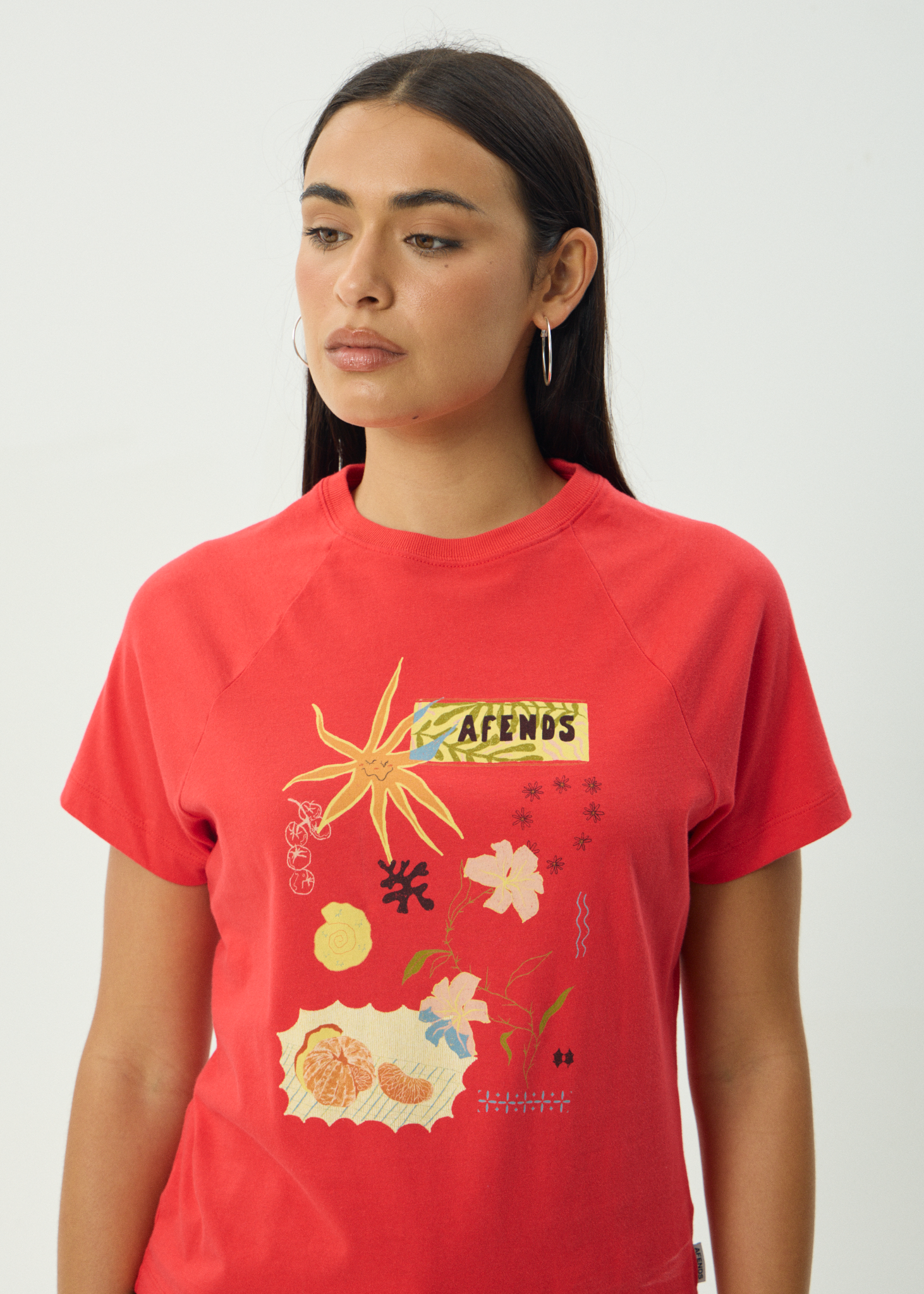 AFENDS Womens Amalfi - Raglan Tee - Tomato