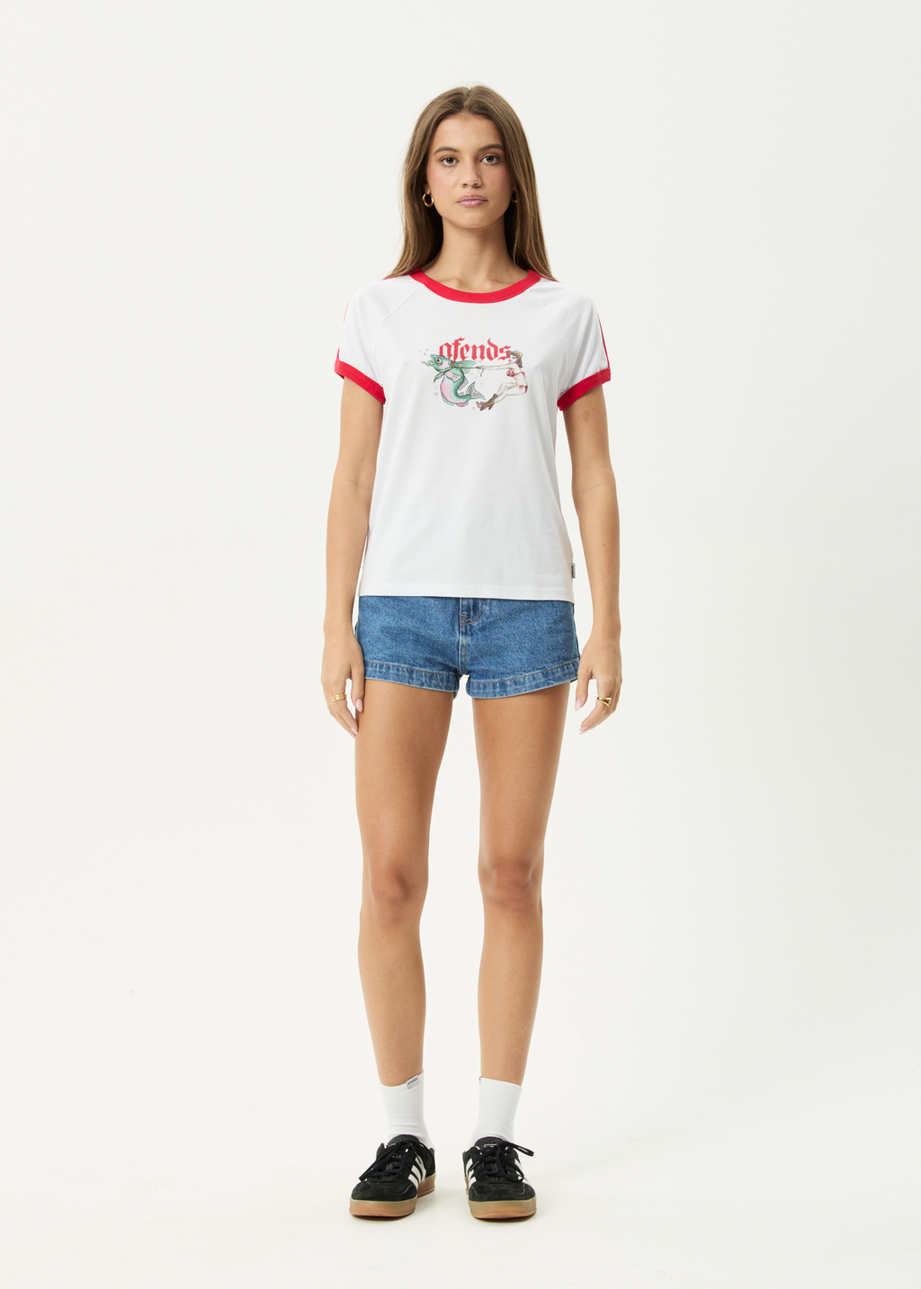 AFENDS Womens Catch And Release - Raglan Tee - White