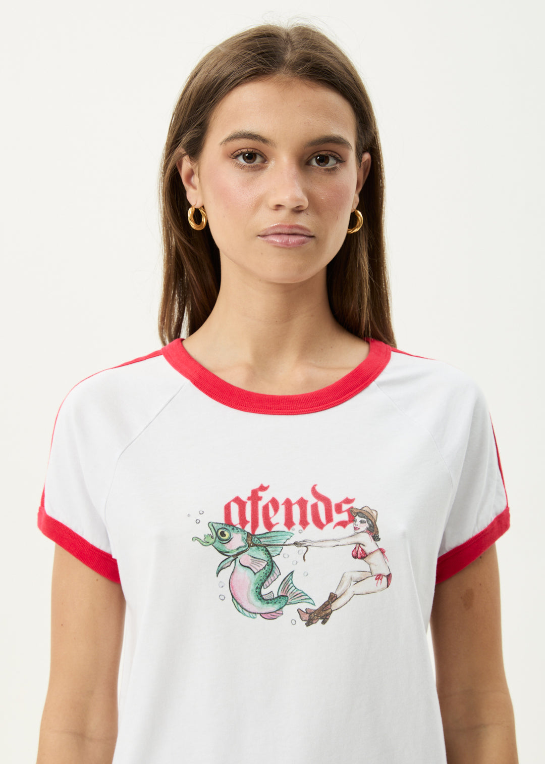 AFENDS Womens Catch And Release - Raglan Tee - White