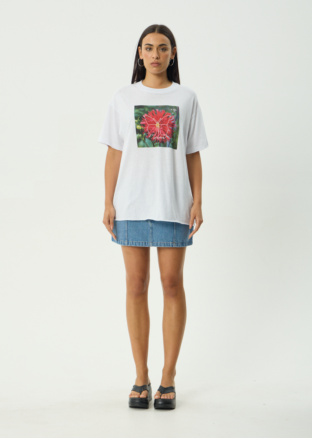 AFENDS Womens Open Up - Oversized Tee - White