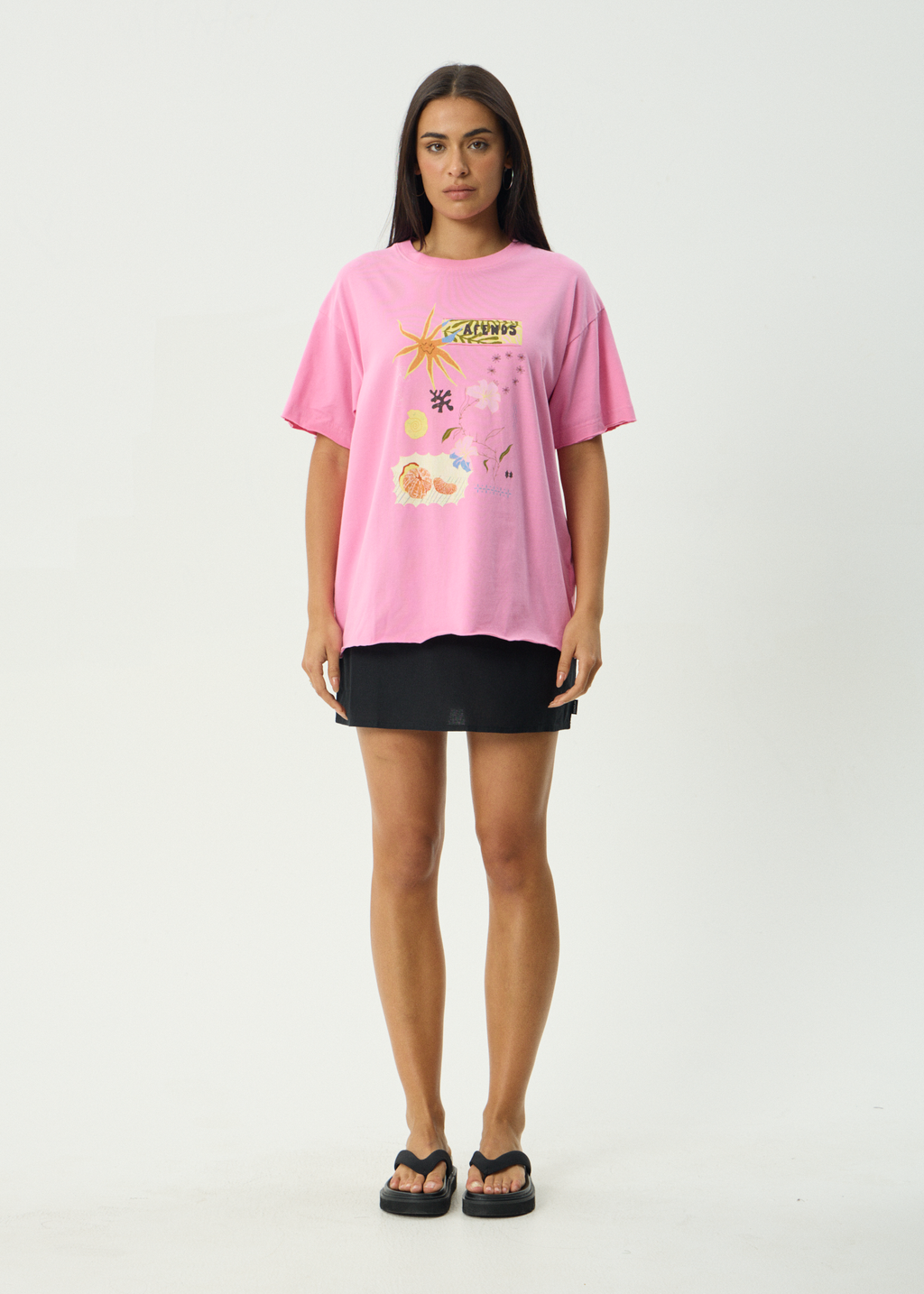 AFENDS Womens Amalfi - Oversized Tee - Pink