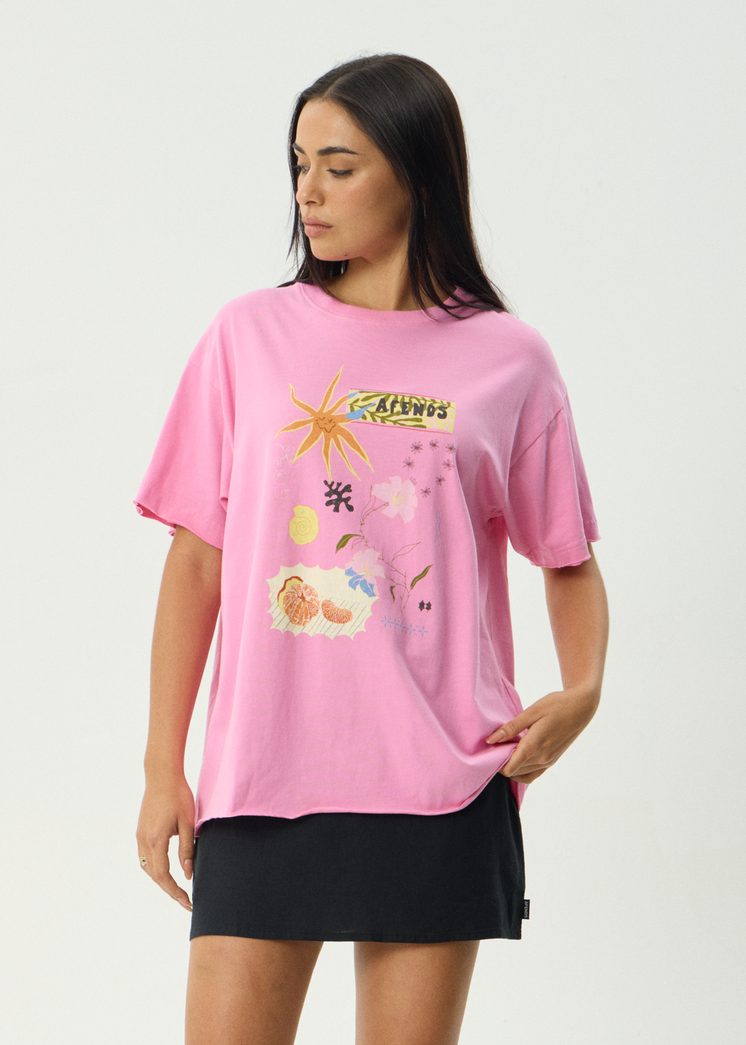AFENDS Womens Amalfi - Oversized Tee - Pink