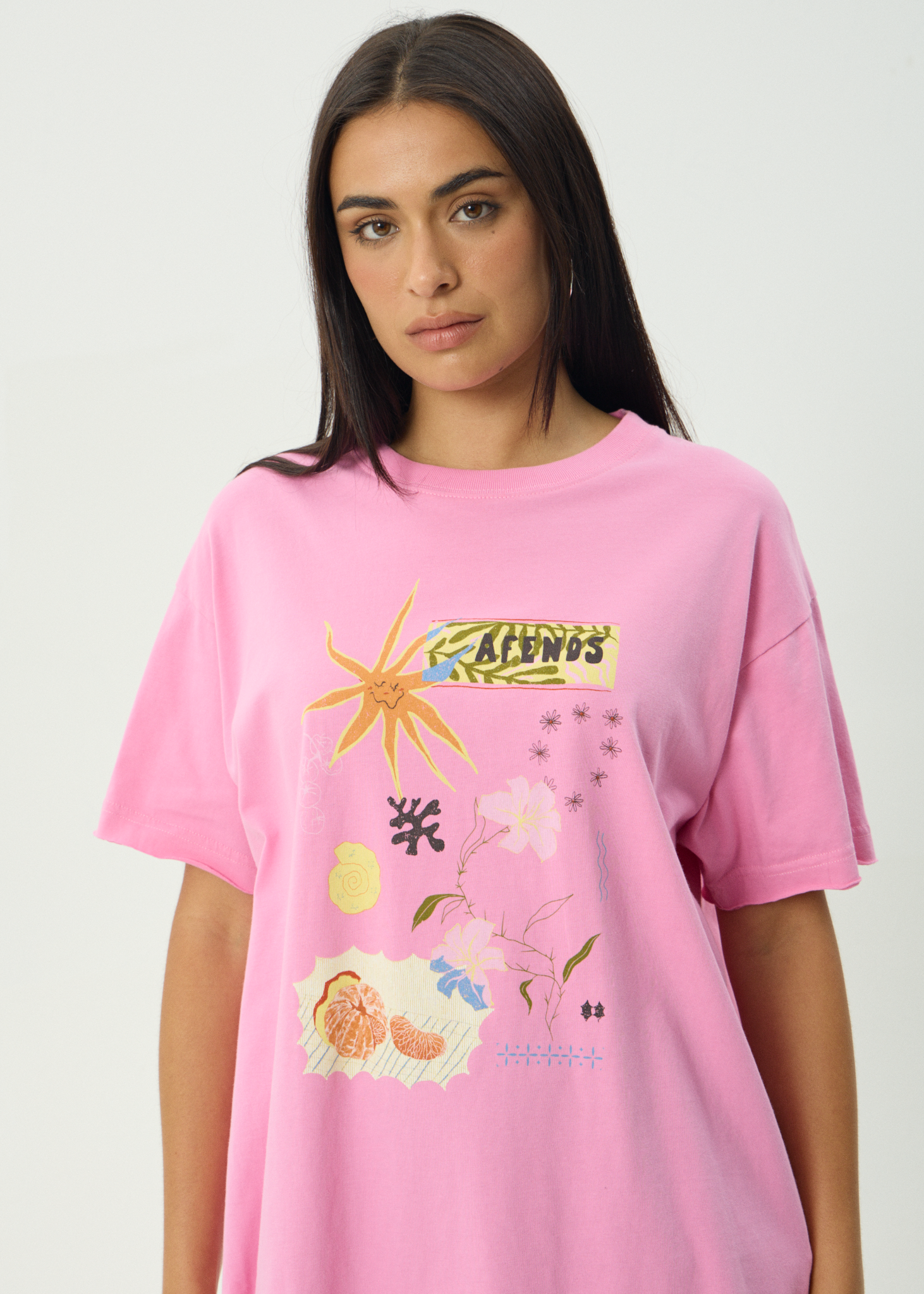 AFENDS Womens Amalfi - Oversized Tee - Pink