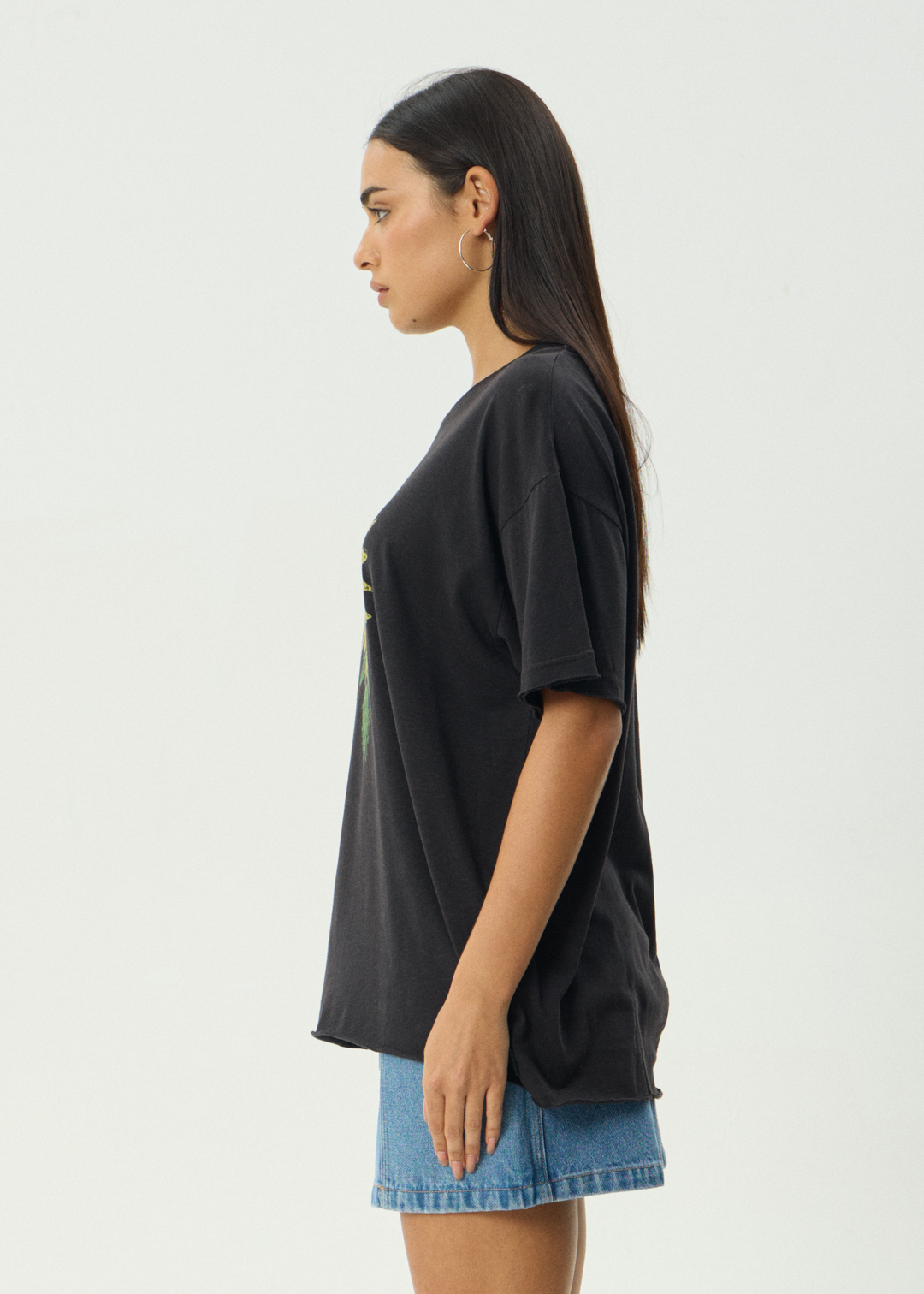 AFENDS Womens Sunnyflower - Oversized Tee - Stone Black