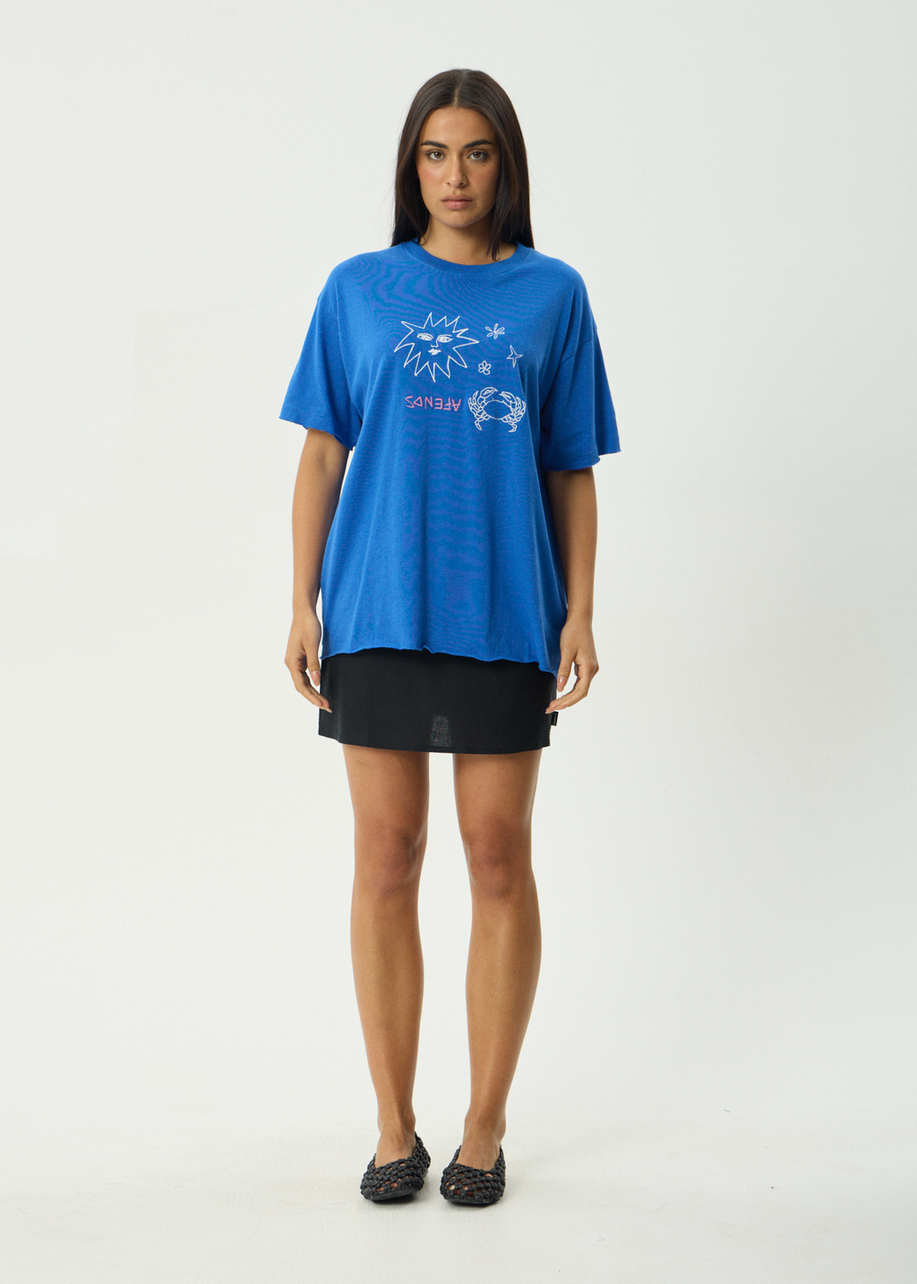AFENDS Womens Sunbake - Oversized Tee - Marina