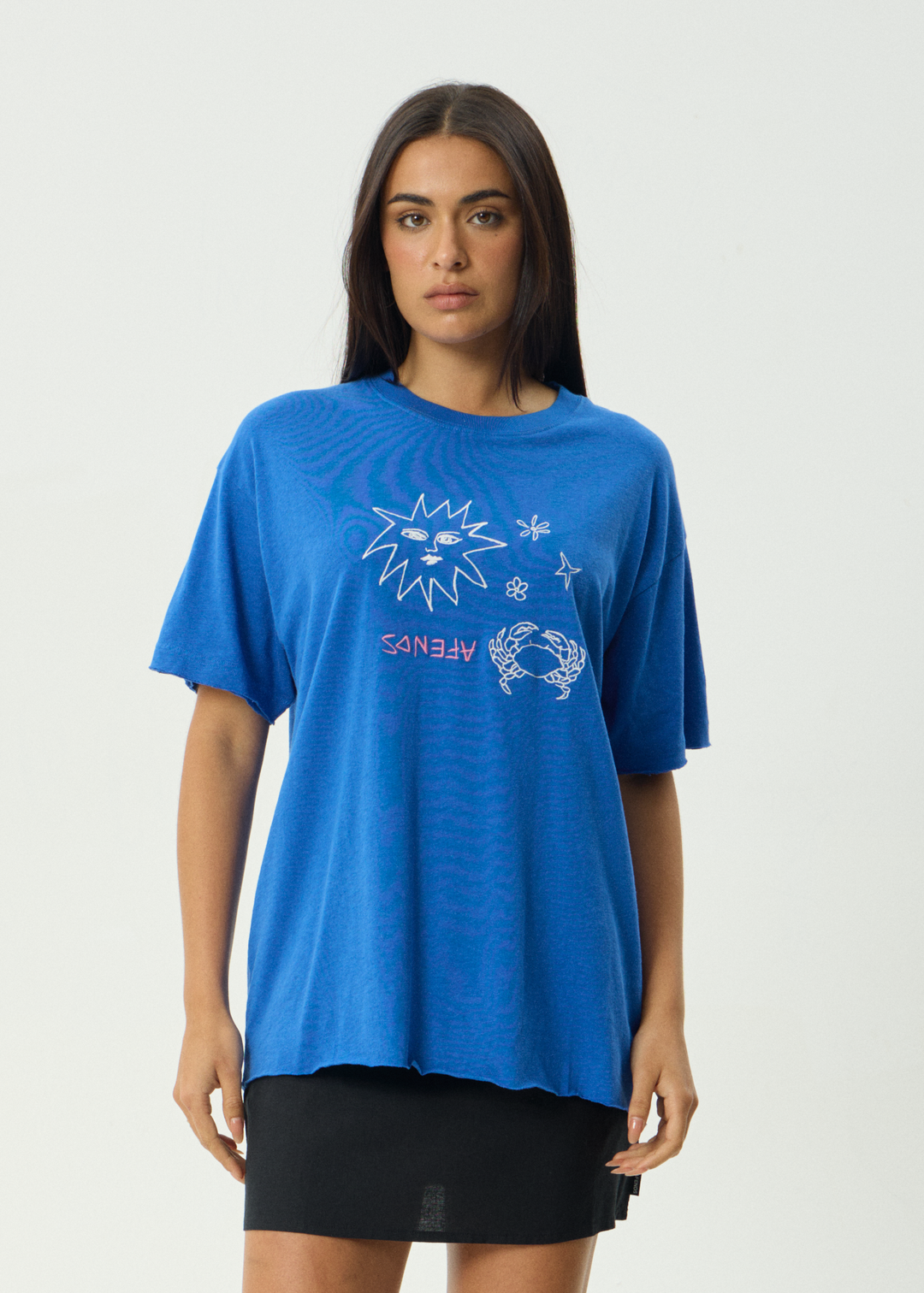 AFENDS Womens Sunbake - Oversized Tee - Marina