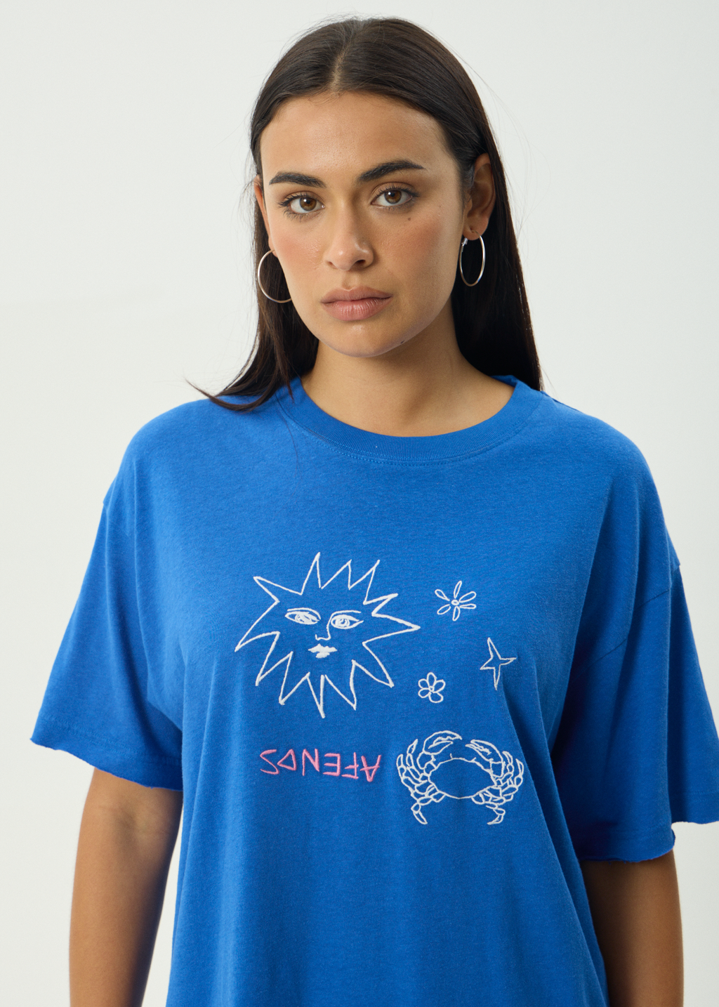 AFENDS Womens Sunbake - Oversized Tee - Marina