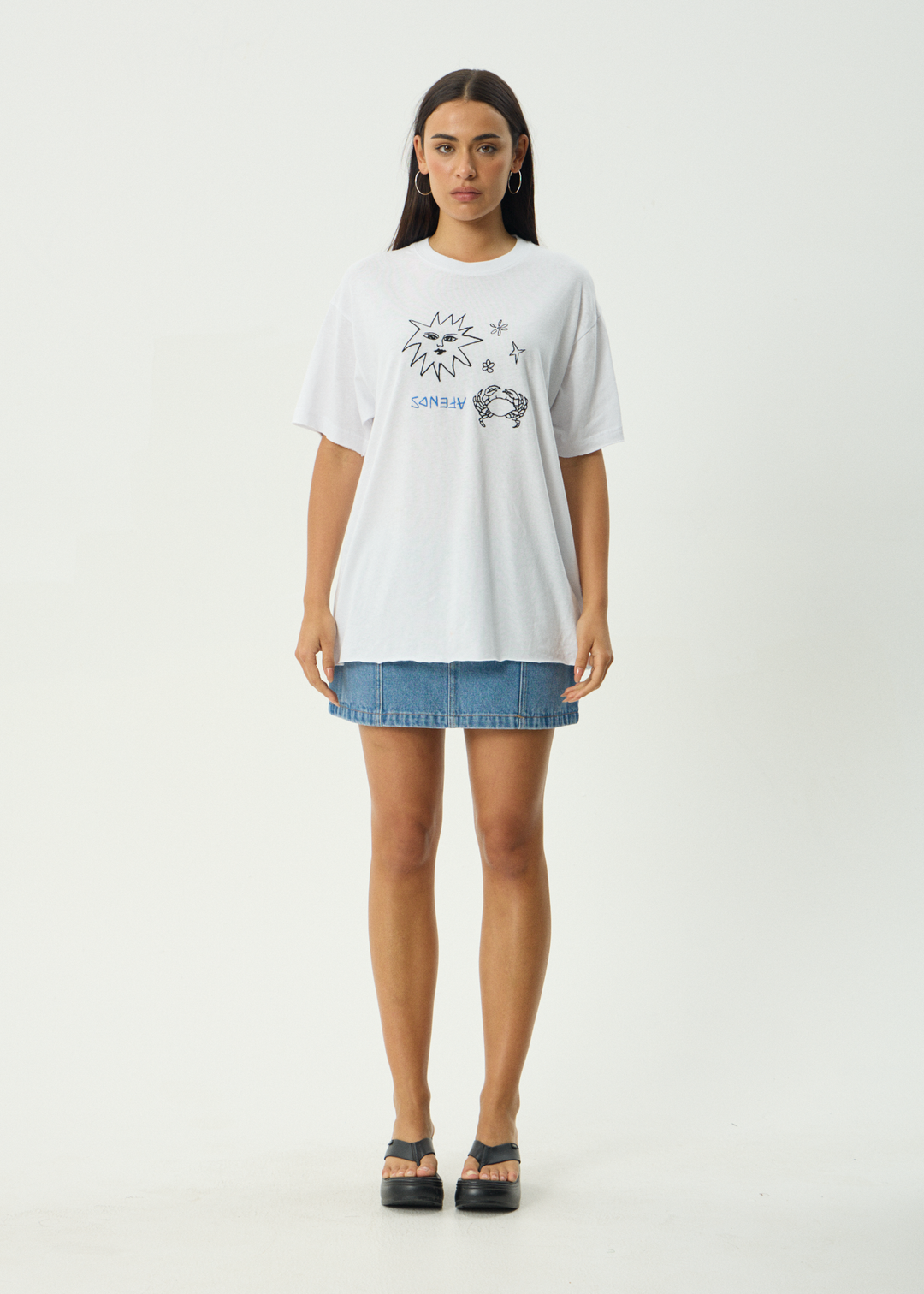 AFENDS Womens Sunbake - Oversized Tee - White