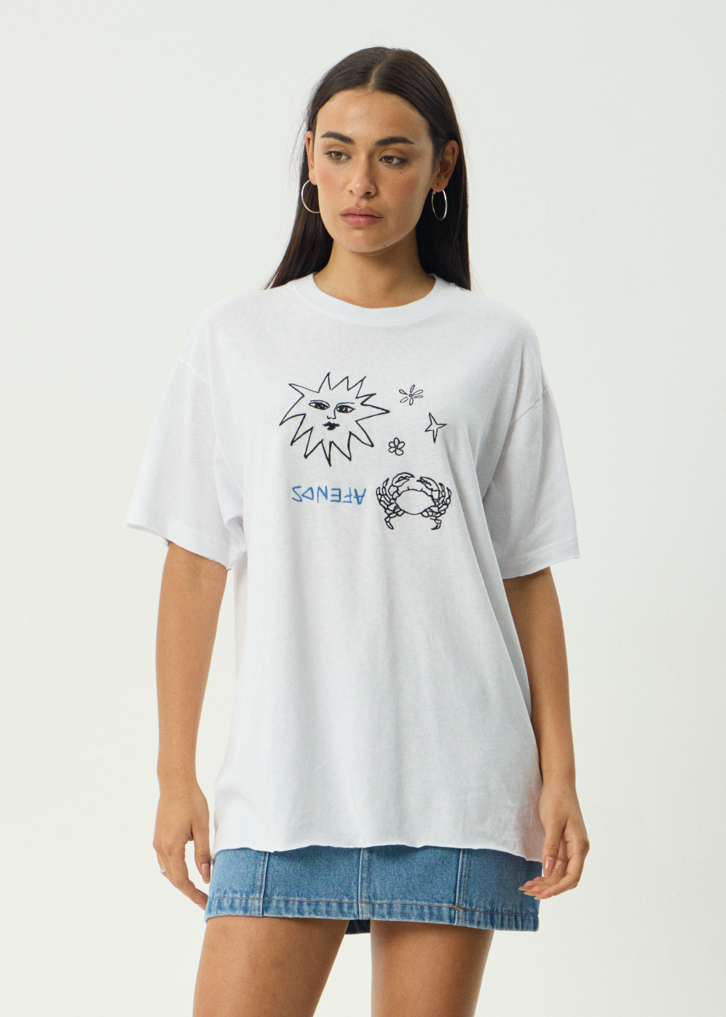 AFENDS Womens Sunbake - Oversized Tee - White
