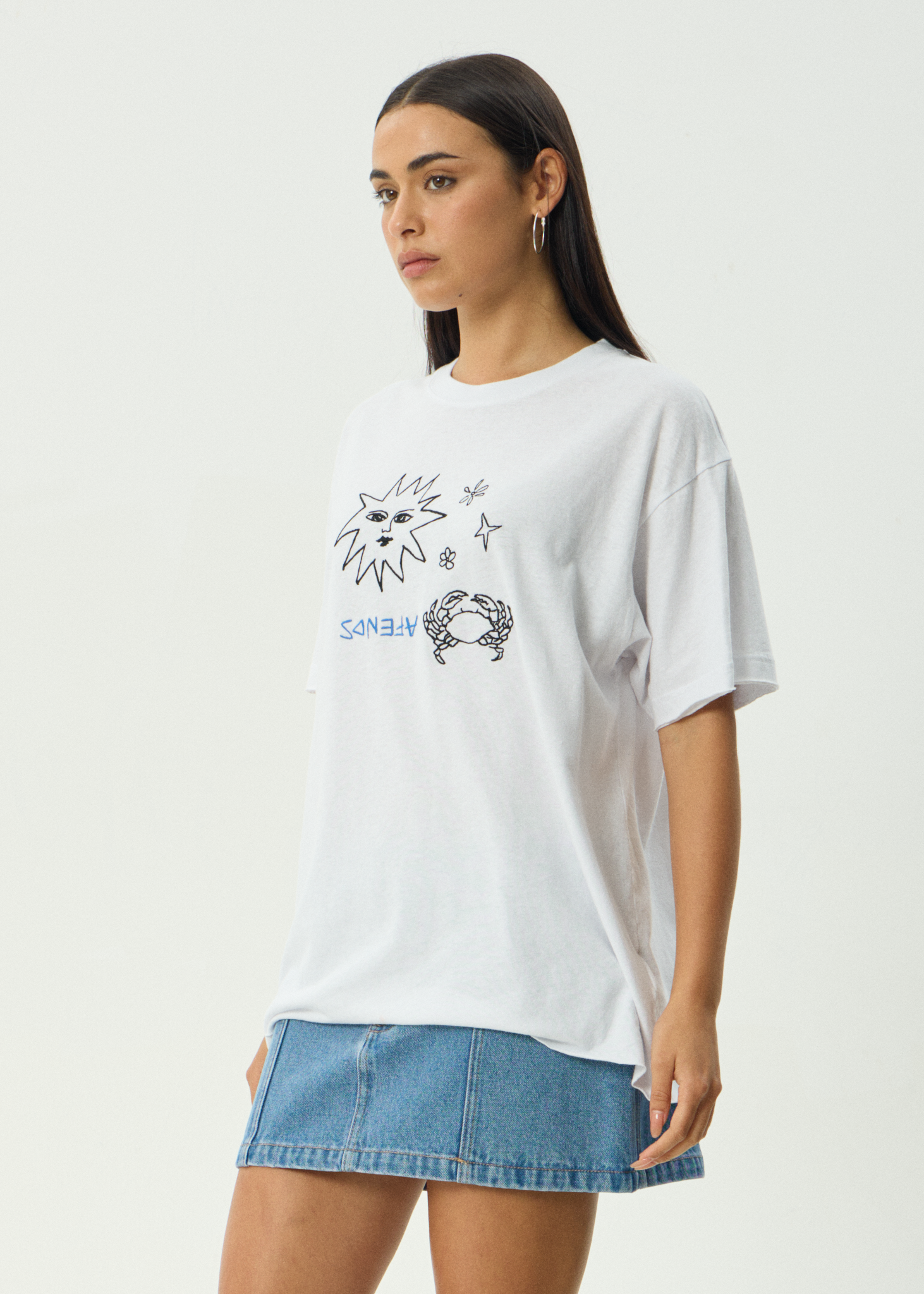 AFENDS Womens Sunbake - Oversized Tee - White