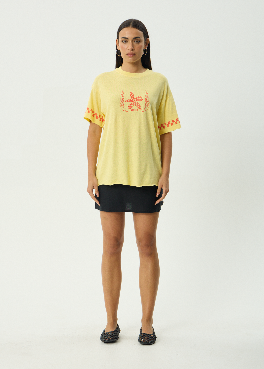 AFENDS Womens Calda - Oversized Tee - Lemon