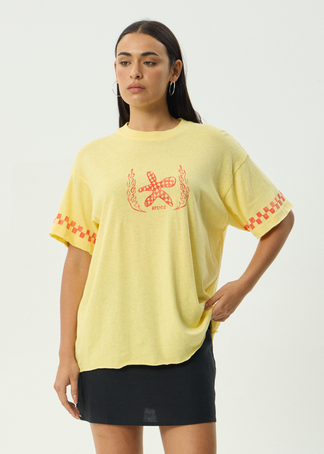 AFENDS Womens Calda - Oversized Tee - Lemon