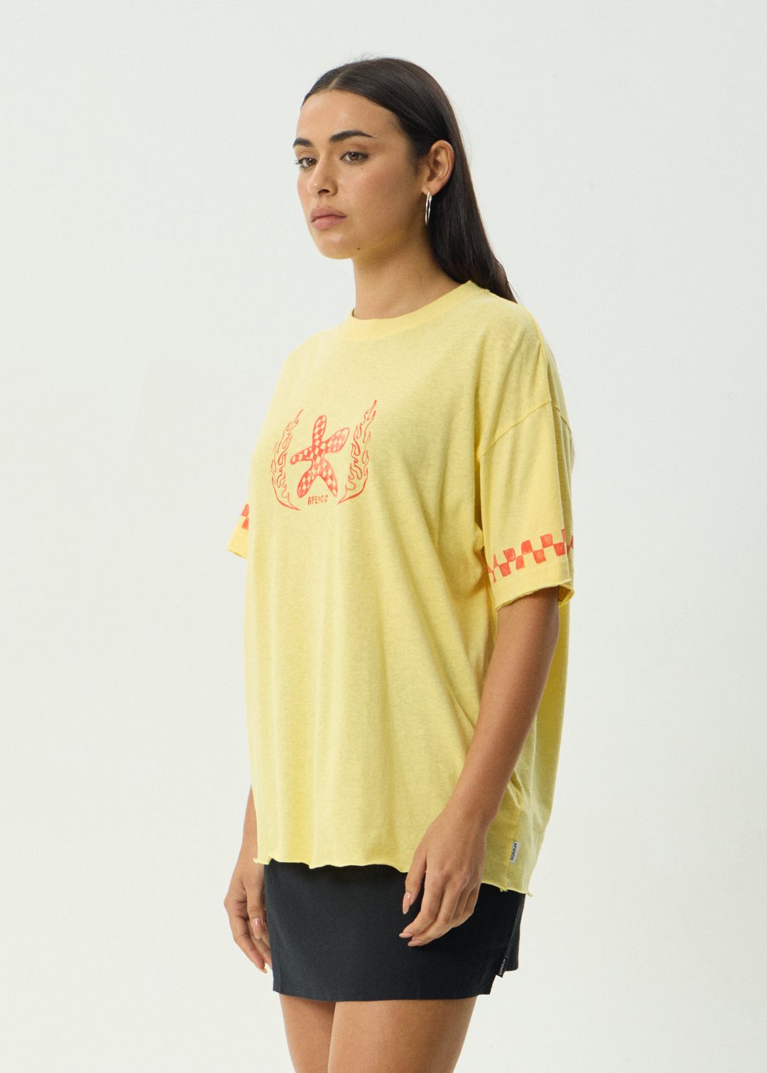 AFENDS Womens Calda - Oversized Tee - Lemon
