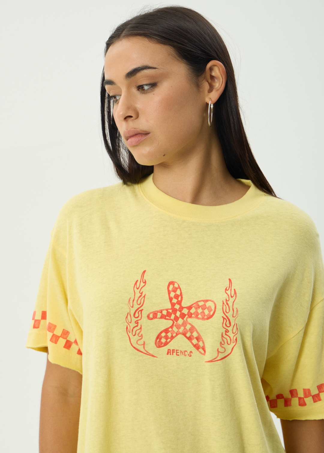 AFENDS Womens Calda - Oversized Tee - Lemon