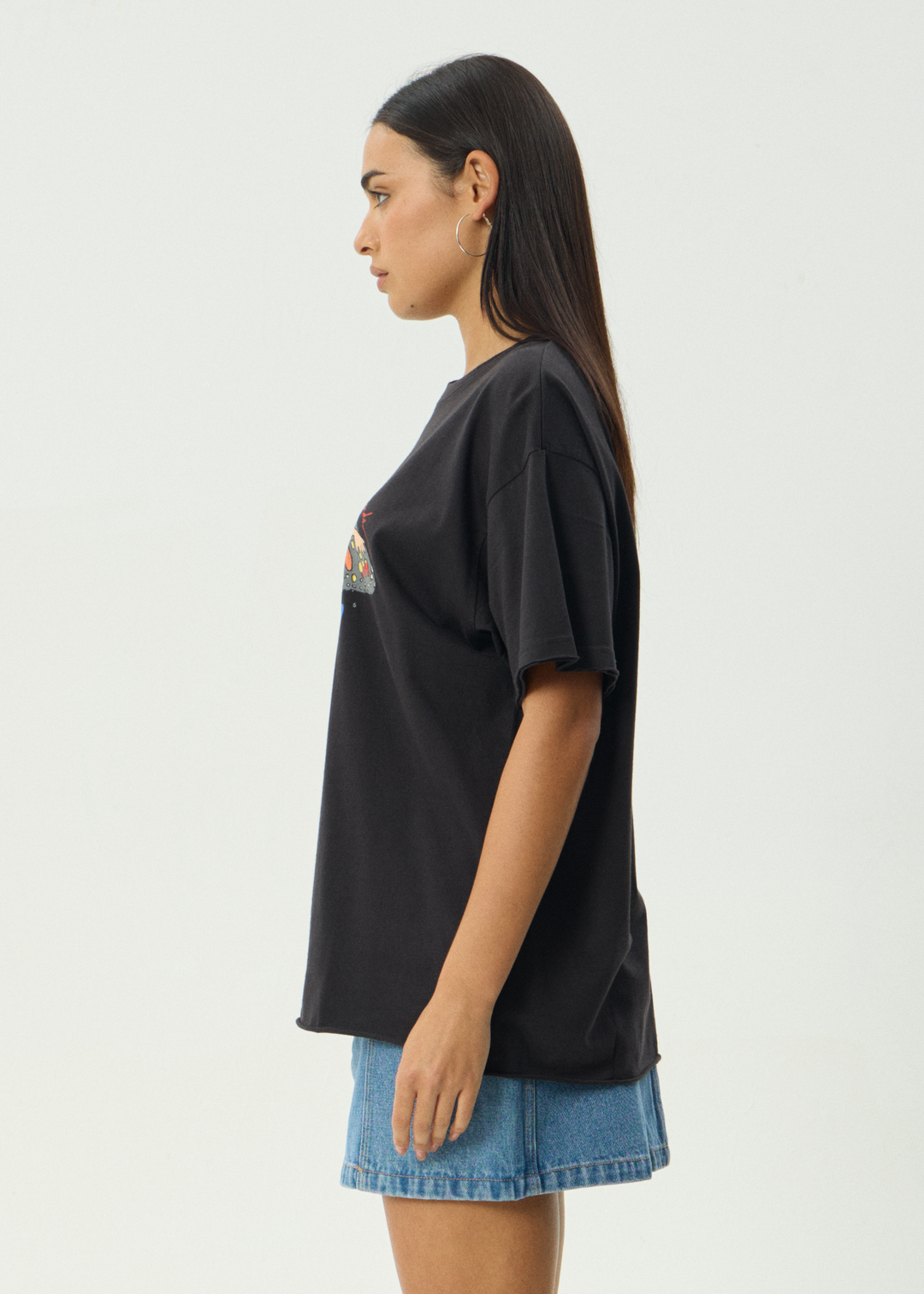 AFENDS Womens Easty - Oversized Tee - Stone Black