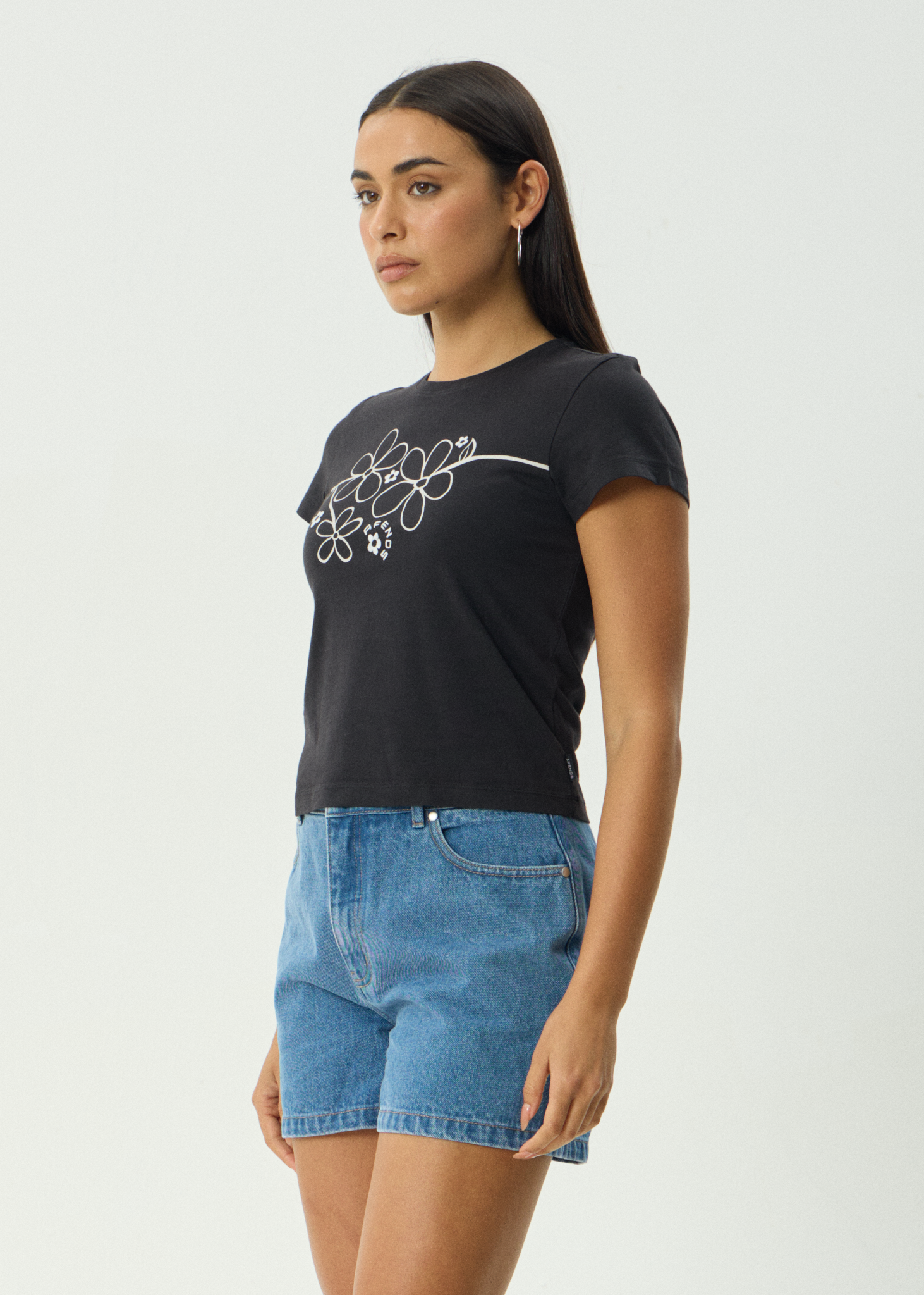AFENDS Womens Tranquil - Baby Tee - Stone Black