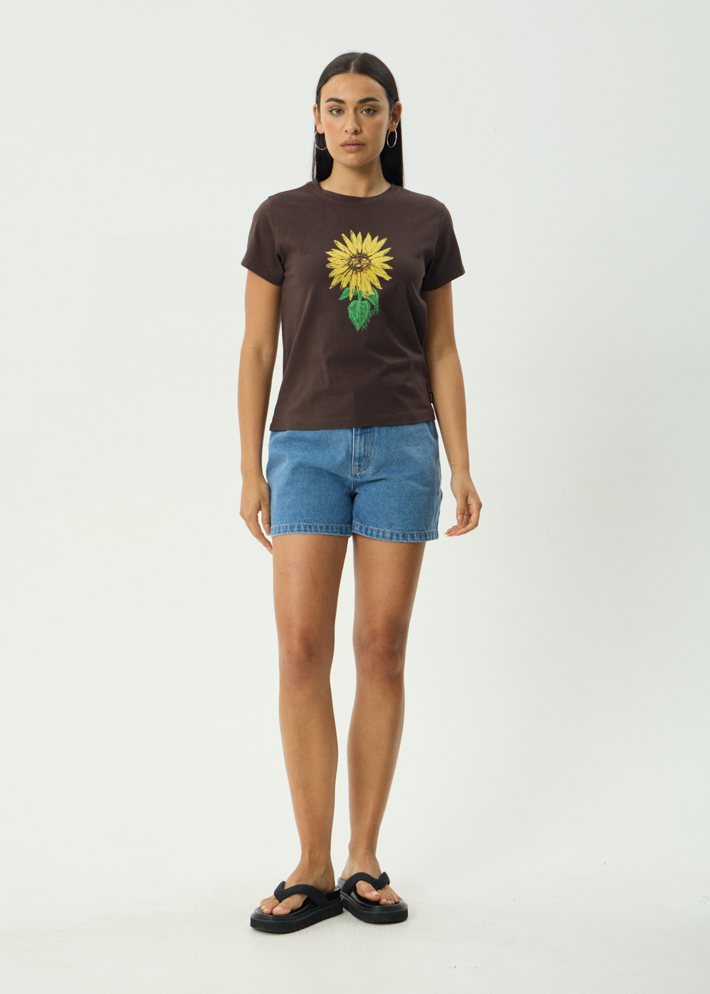 AFENDS Womens Sunnyflower - Regular Tee - Coffee