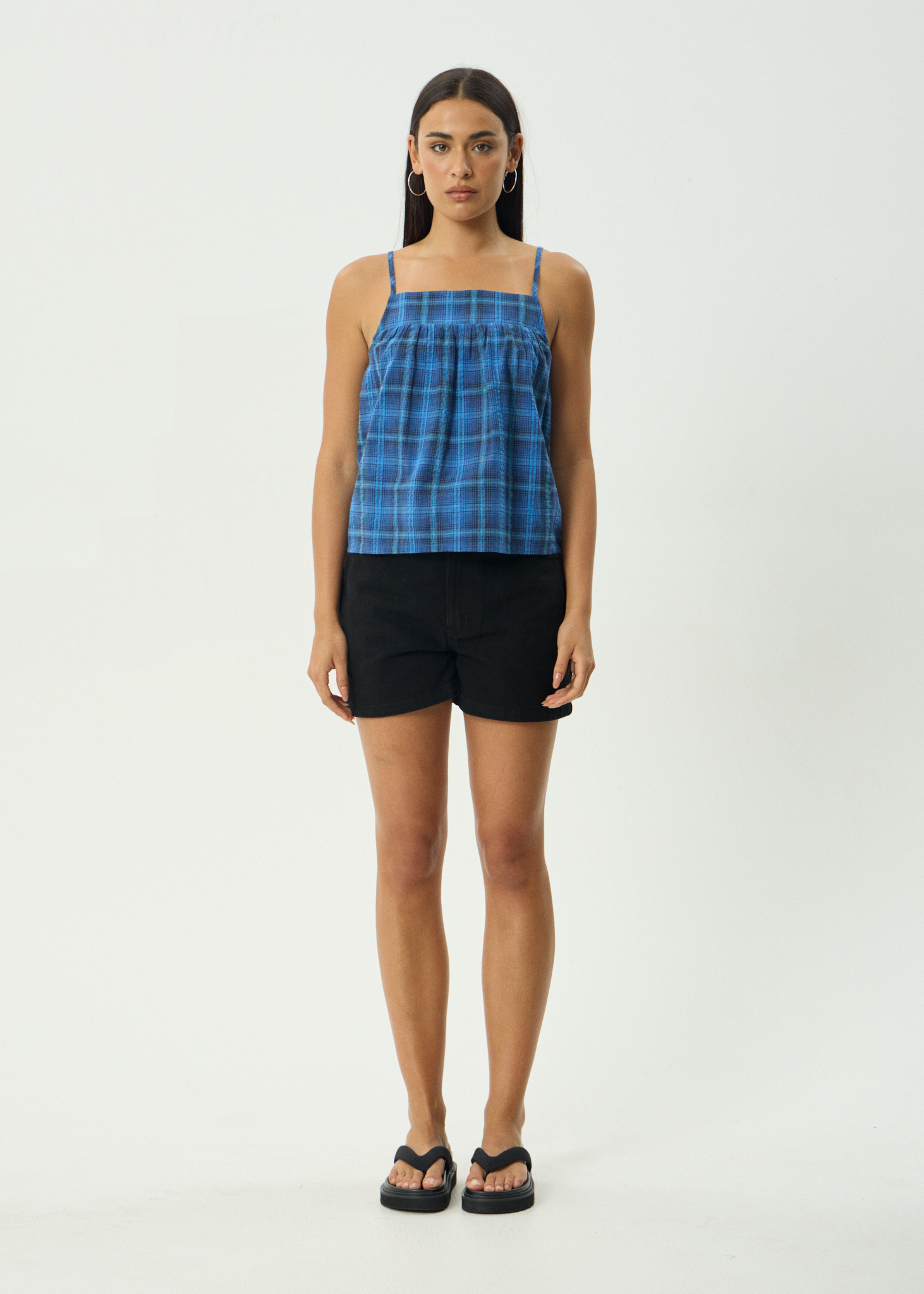 AFENDS Womens Camden - Seersucker Cami Top - Marina Check