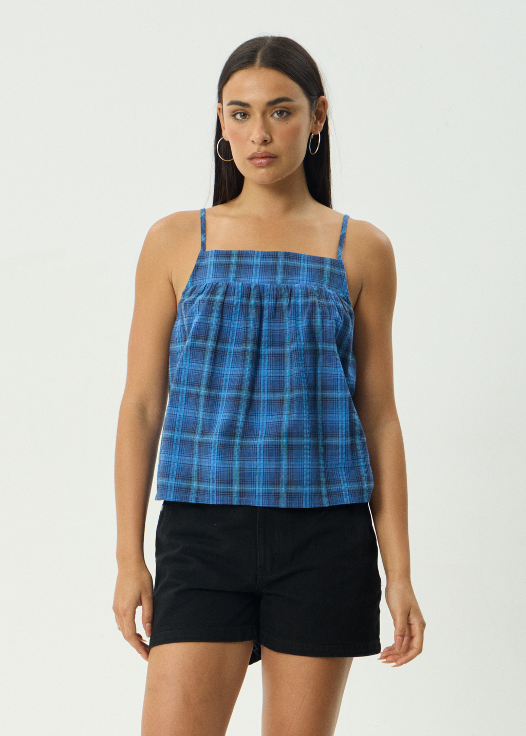 AFENDS Womens Camden - Seersucker Cami Top - Marina Check