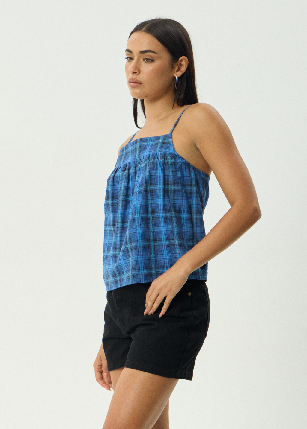 AFENDS Womens Camden - Seersucker Cami Top - Marina Check
