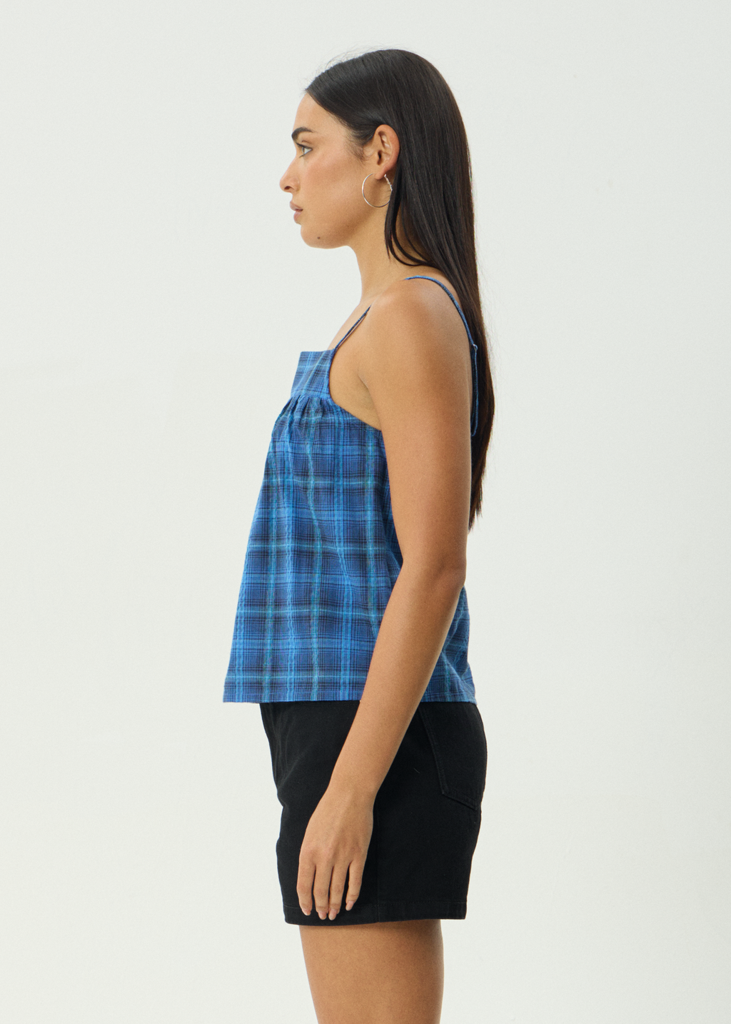 AFENDS Womens Camden - Seersucker Cami Top - Marina Check