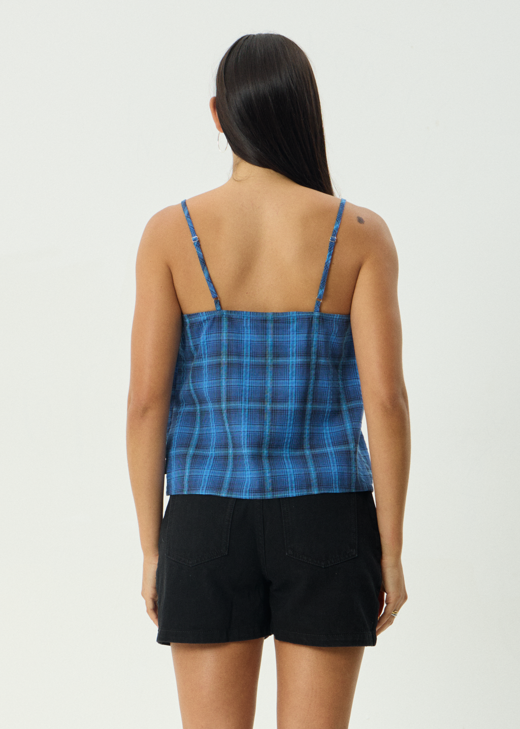 AFENDS Womens Camden - Seersucker Cami Top - Marina Check