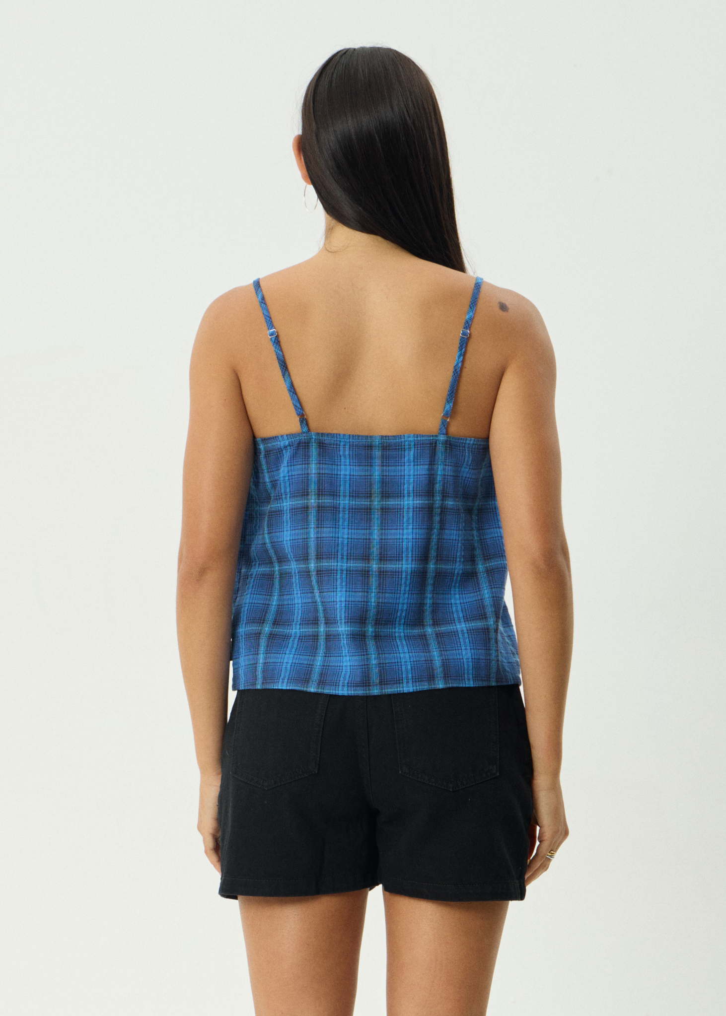 AFENDS Womens Camden - Seersucker Cami Top - Marina Check