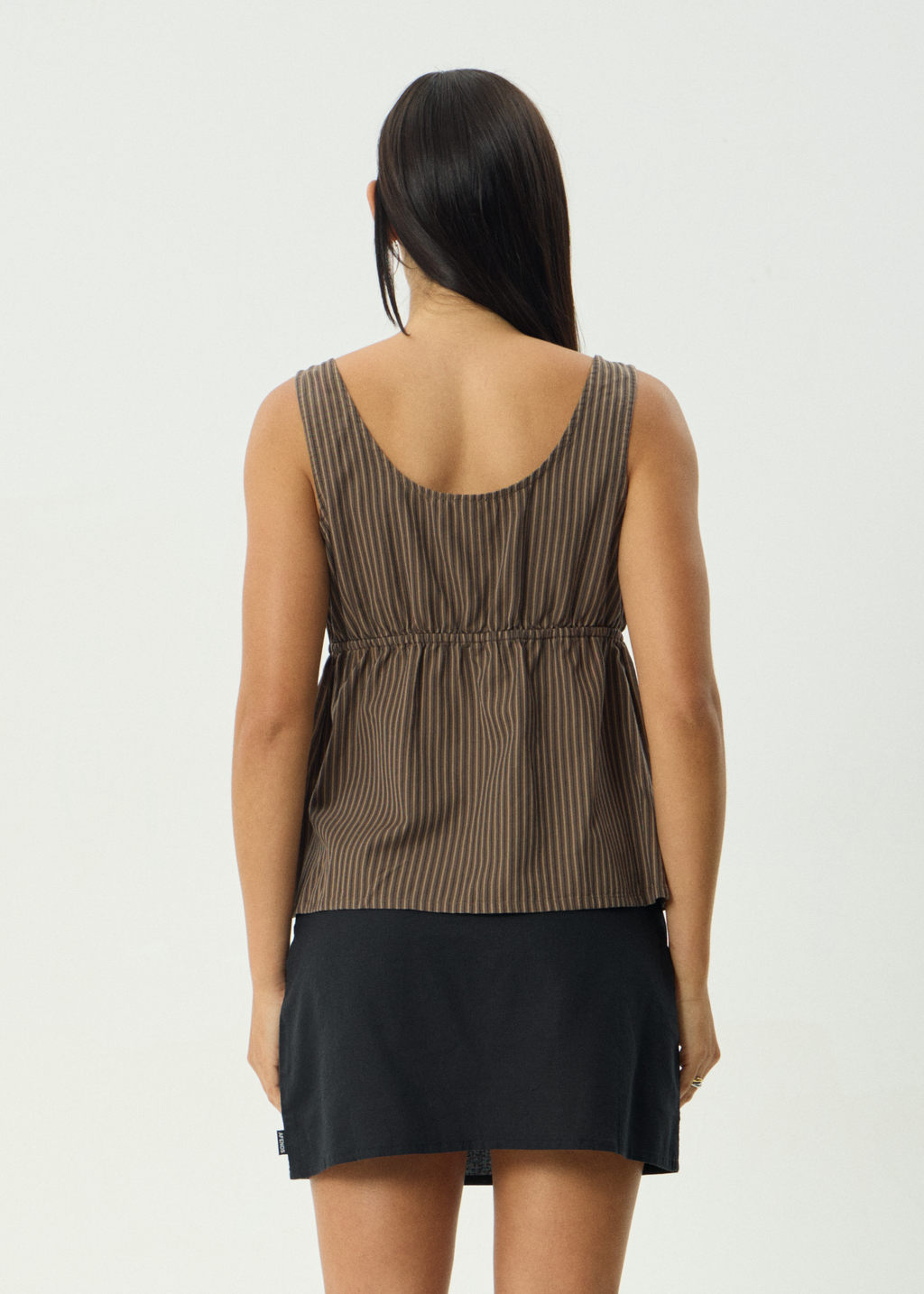 AFENDS Womens Cyrus - Tie Top - Coffee Stripe