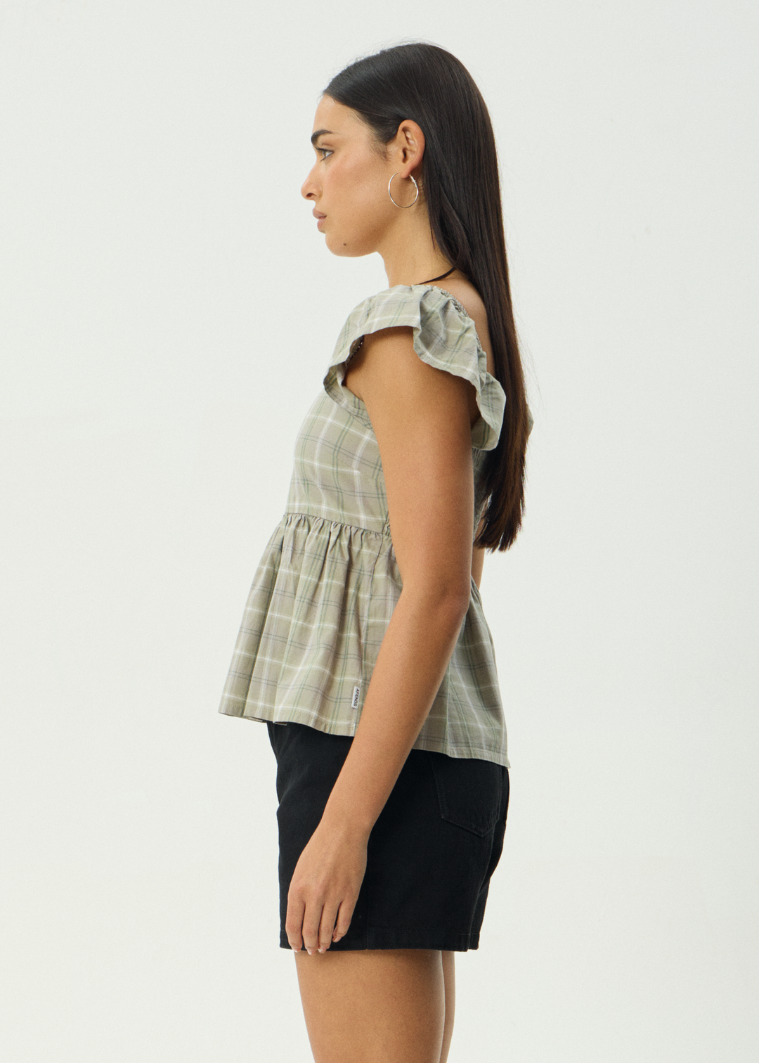 AFENDS Womens Scout - Check Top - Olive Check