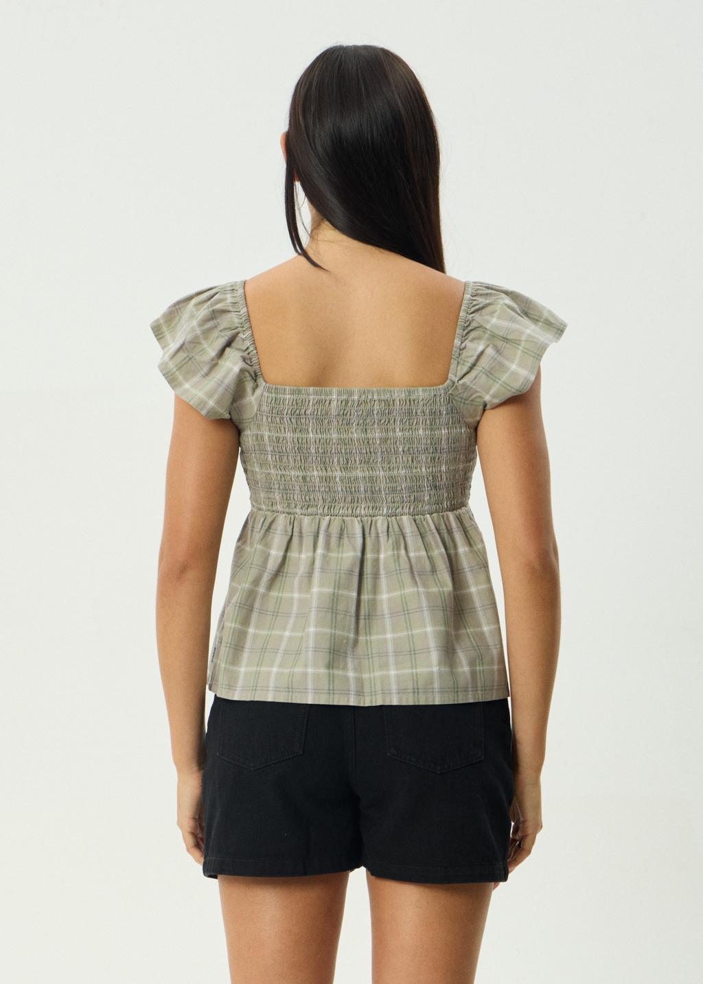 AFENDS Womens Scout - Check Top - Olive Check