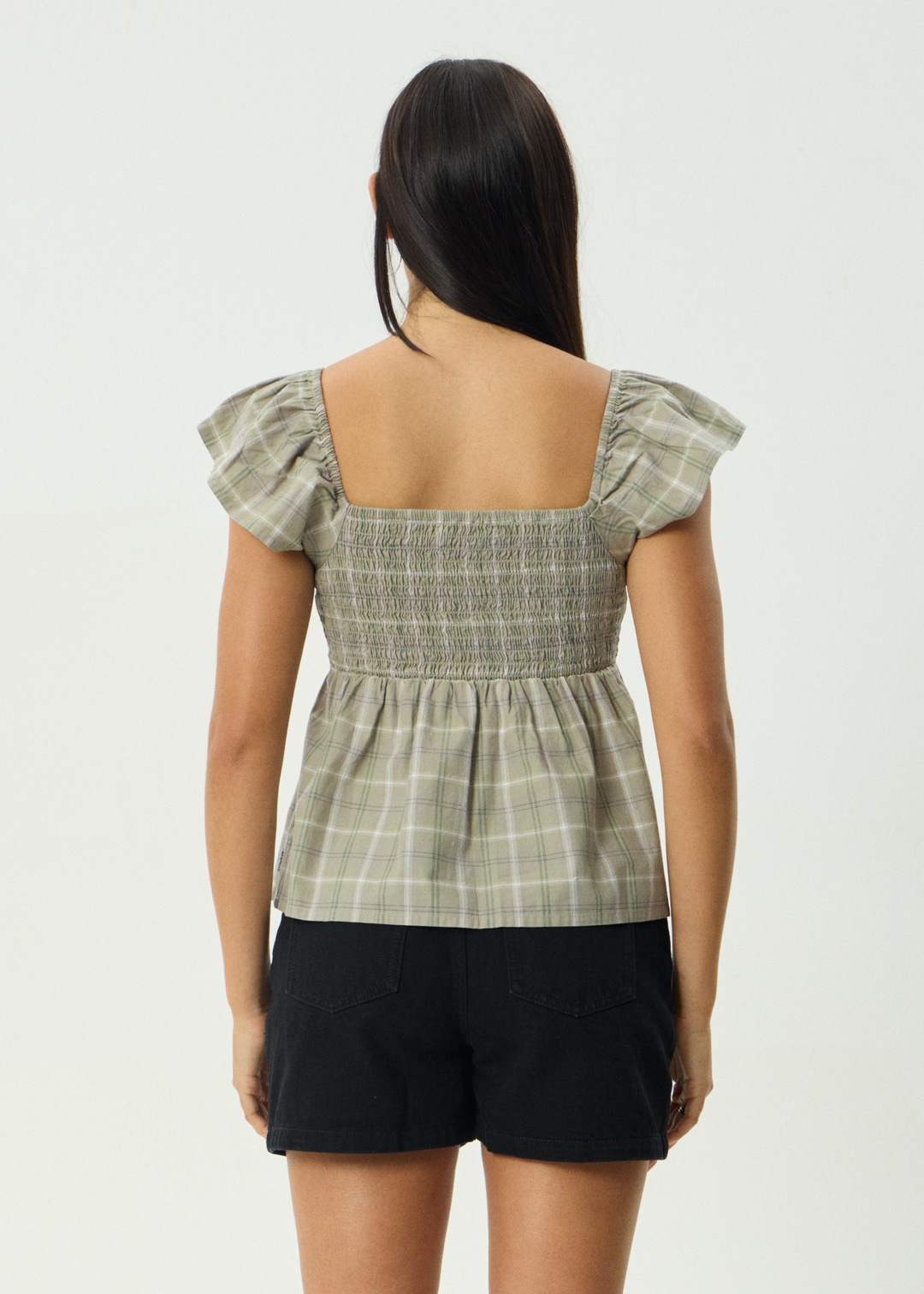 AFENDS Womens Scout - Check Top - Olive Check