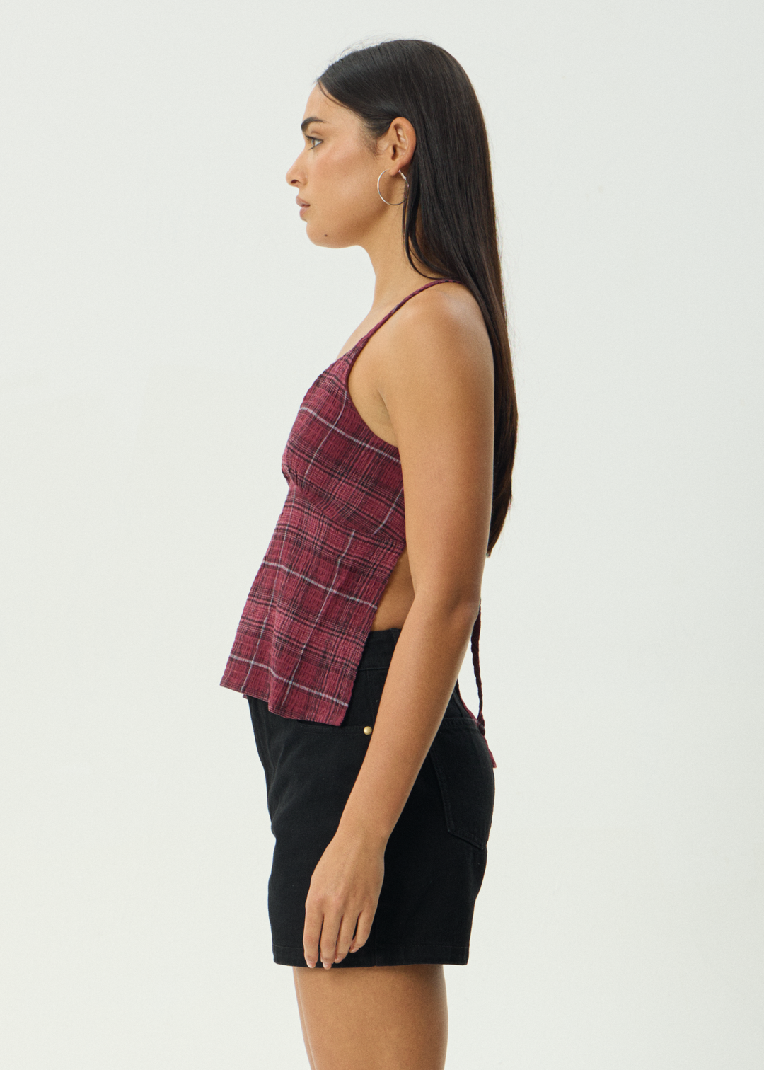 AFENDS Womens Eboni - Seersucker Check Top - Port Check