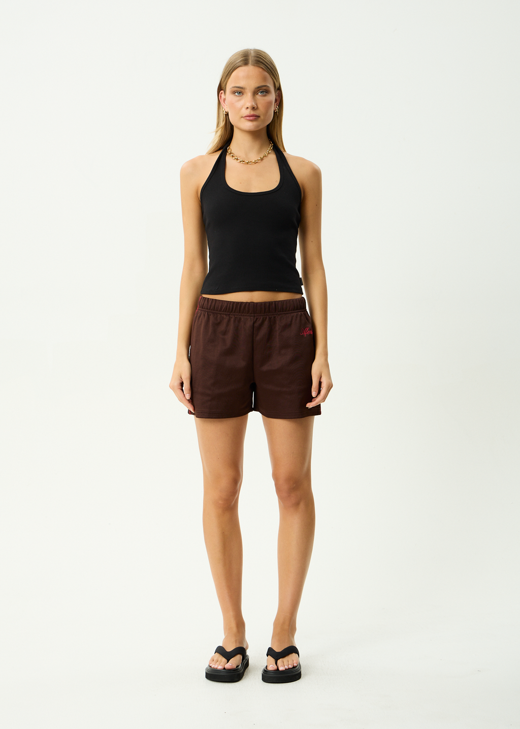 AFENDS Womens Avenue - Recycled Track Short - Coffee