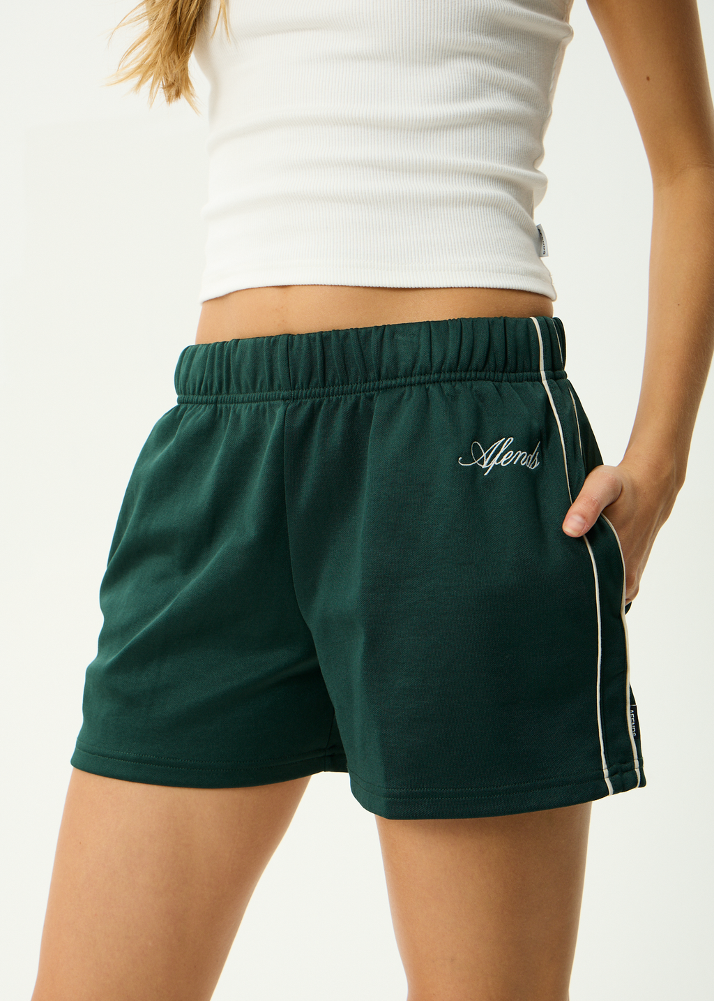 AFENDS Womens Avenue - Recycled Track Short - Pine