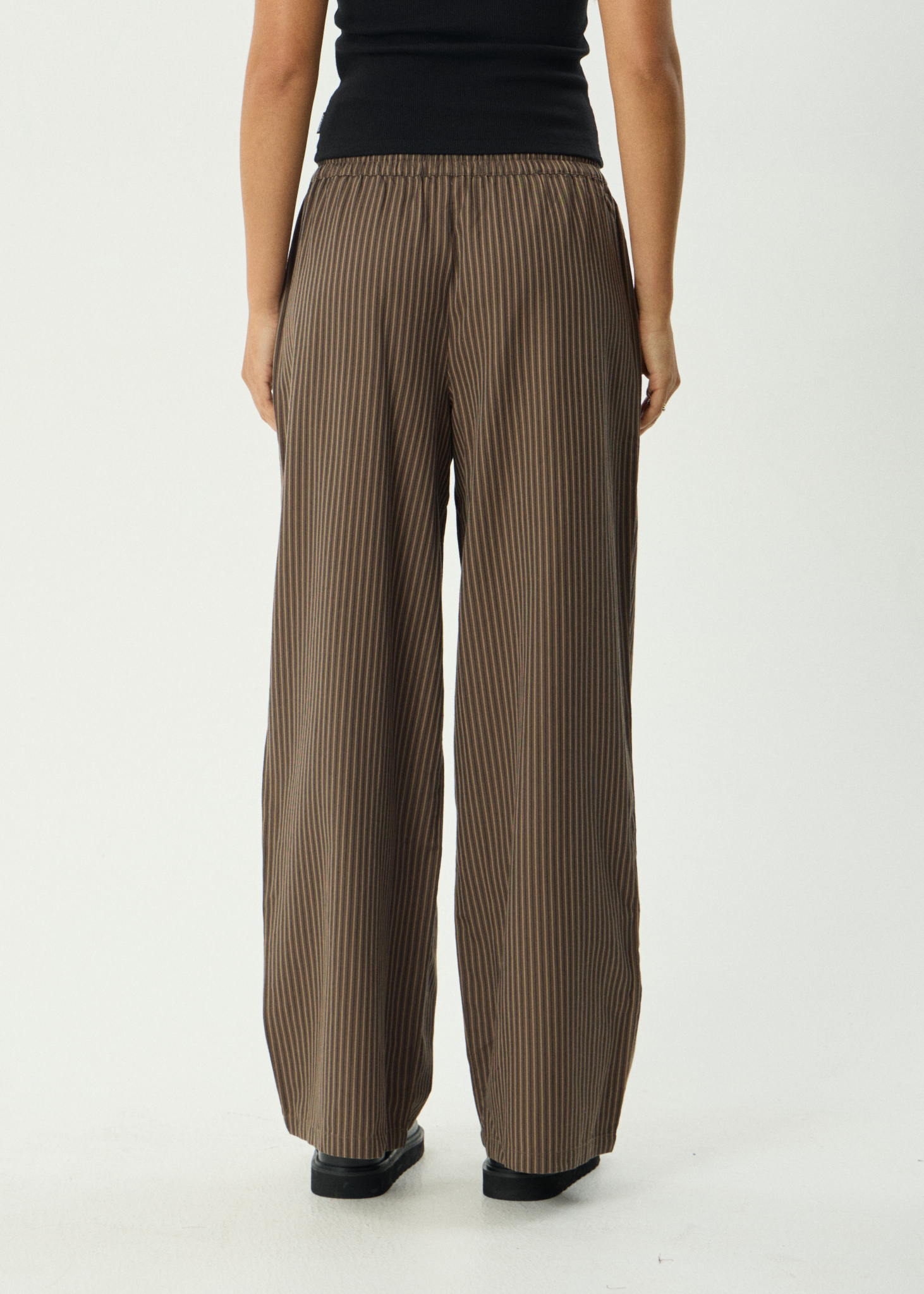 AFENDS Womens Cyrus - Wide Leg Pant - Coffee Stripe