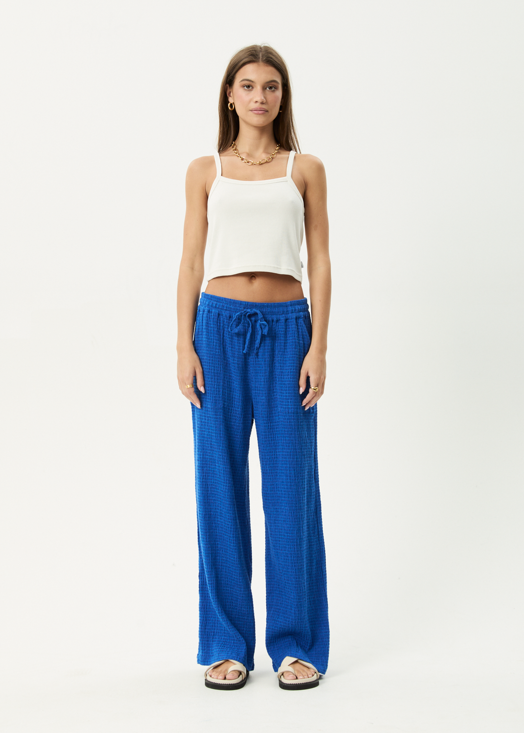 AFENDS Womens Marina - Seersucker Pant - Marina
