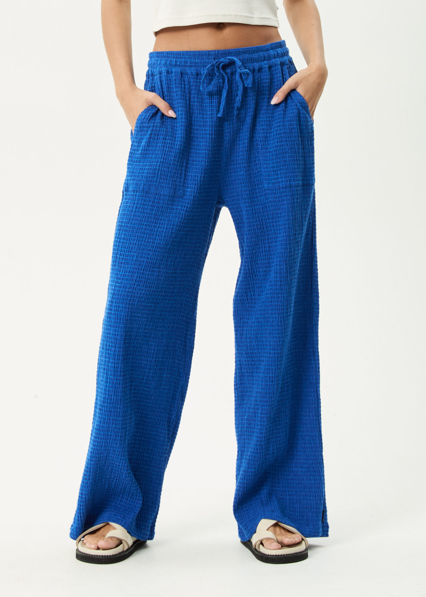 AFENDS Womens Marina - Seersucker Pant - Marina