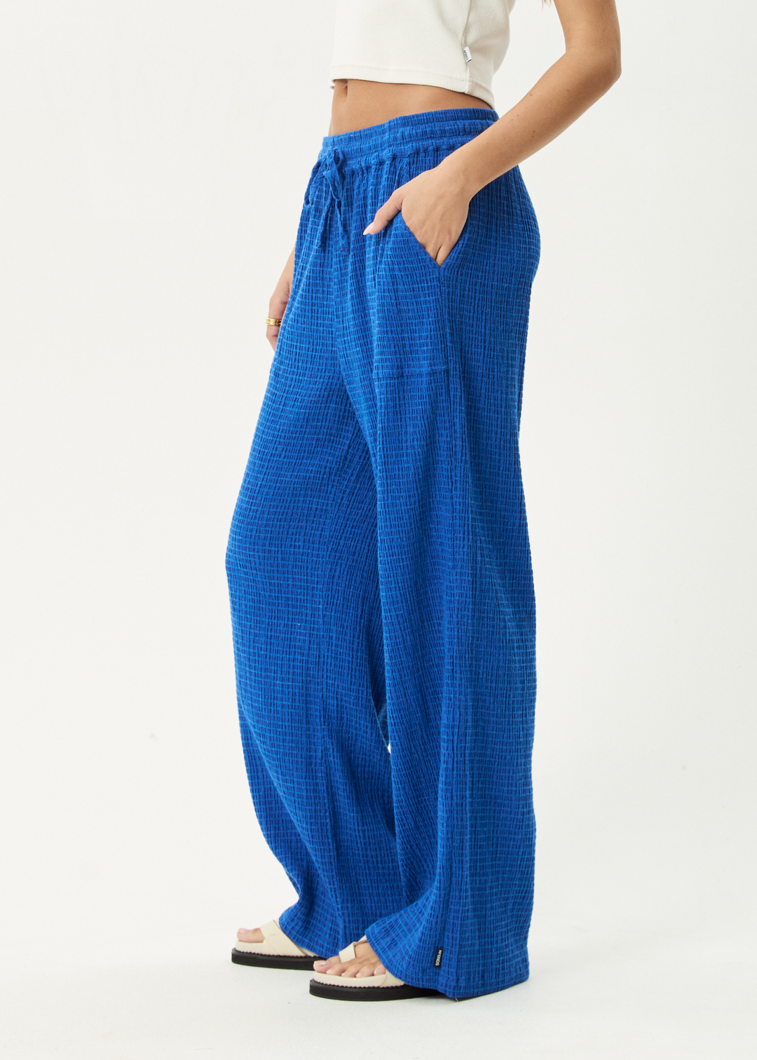 AFENDS Womens Marina - Seersucker Pant - Marina