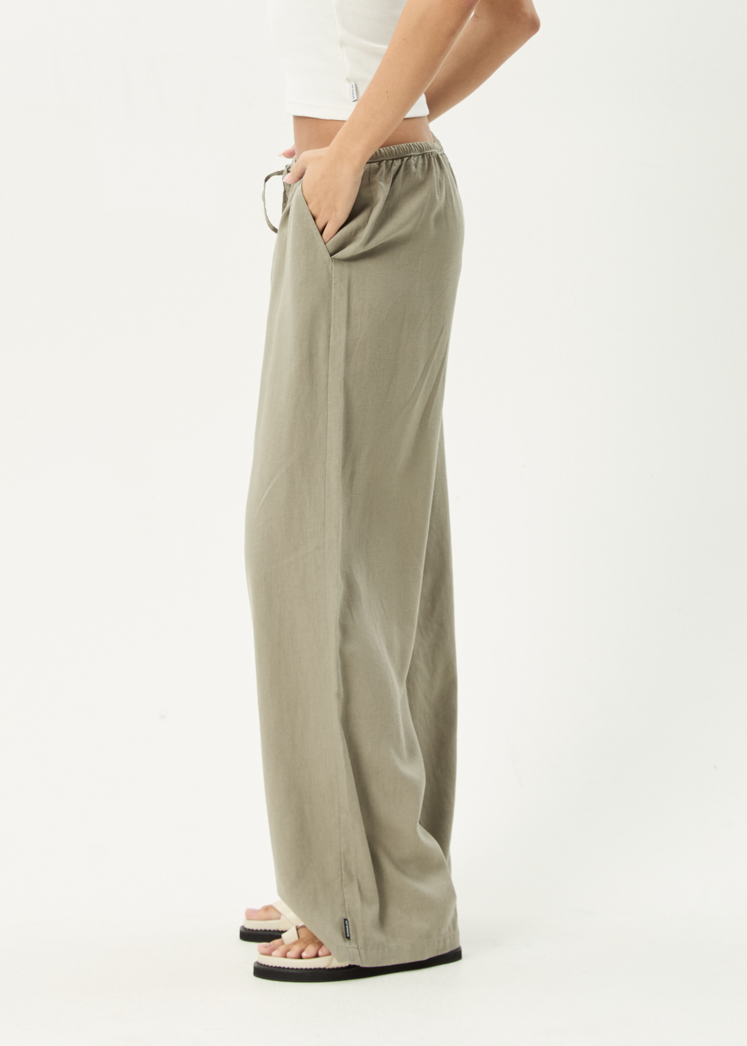 AFENDS Womens Lenni - Wide Leg Pant - Olive