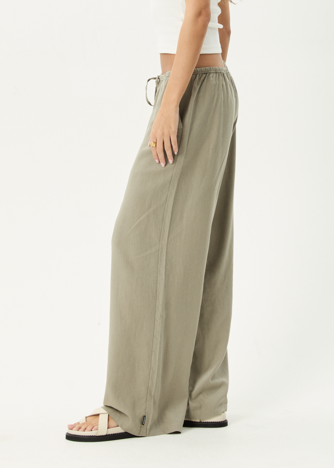 AFENDS Womens Lenni - Wide Leg Pant - Olive