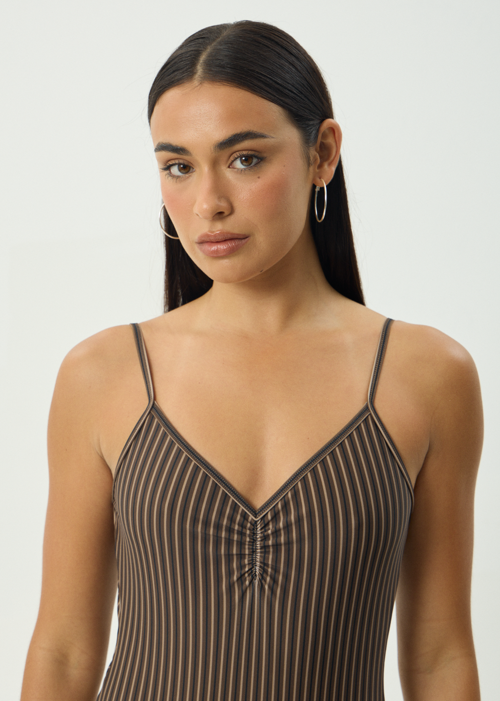 AFENDS Womens Cyrus - One Piece - Coffee Stripe