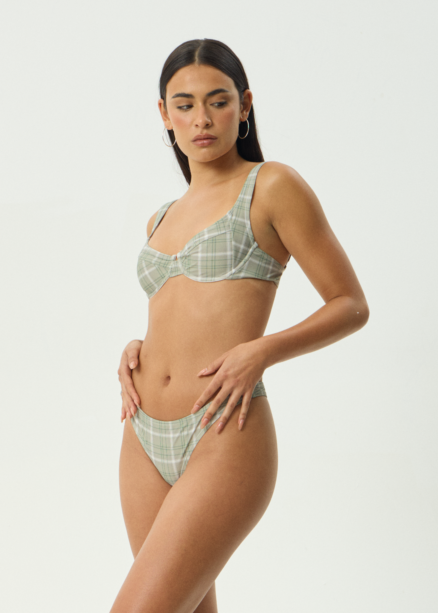 AFENDS Womens Scout - Bikini Top - Olive Check